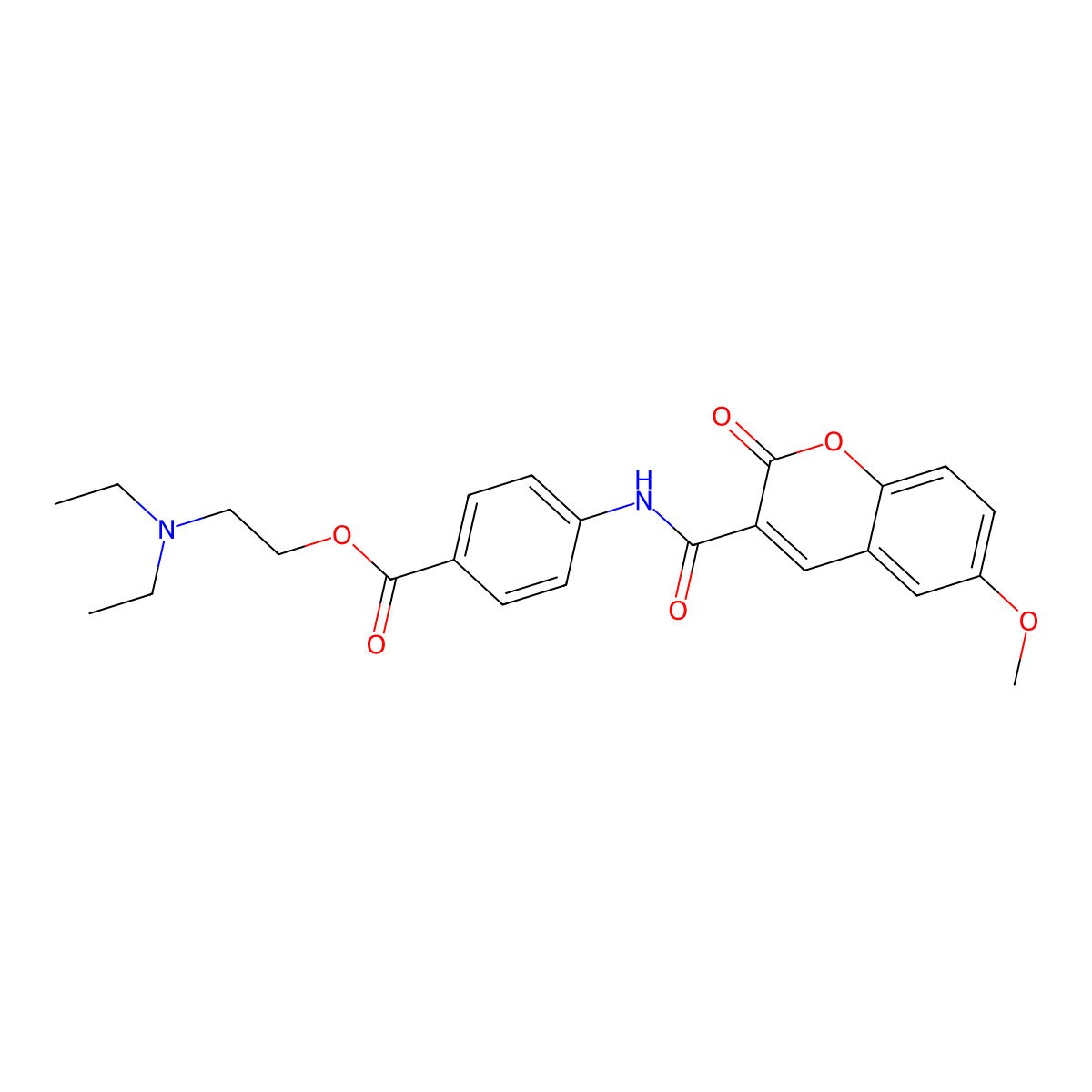 2-(diethylamino)ethyl 4-{[(6-methoxy-2-oxo-2H-chromen-3-yl)carbonyl]amino}benzoate molecular structure, CAS 728029-06-9