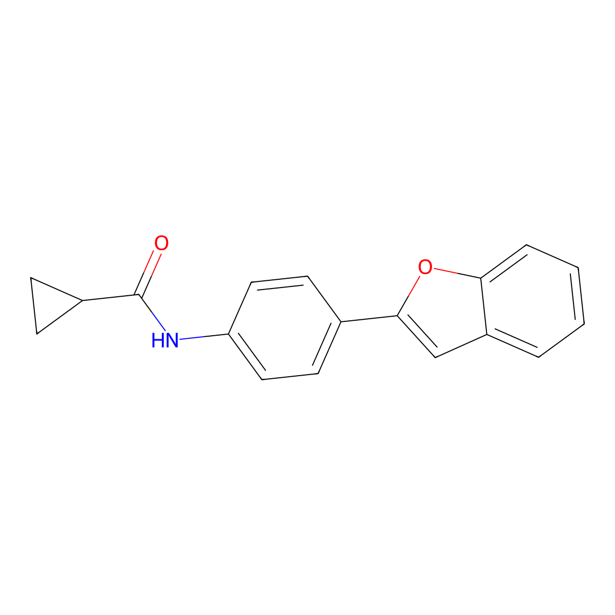N-[4-(1-benzofuran-2-yl)phenyl]cyclopropanecarboxamide molecular structure, CAS 728029-24-1