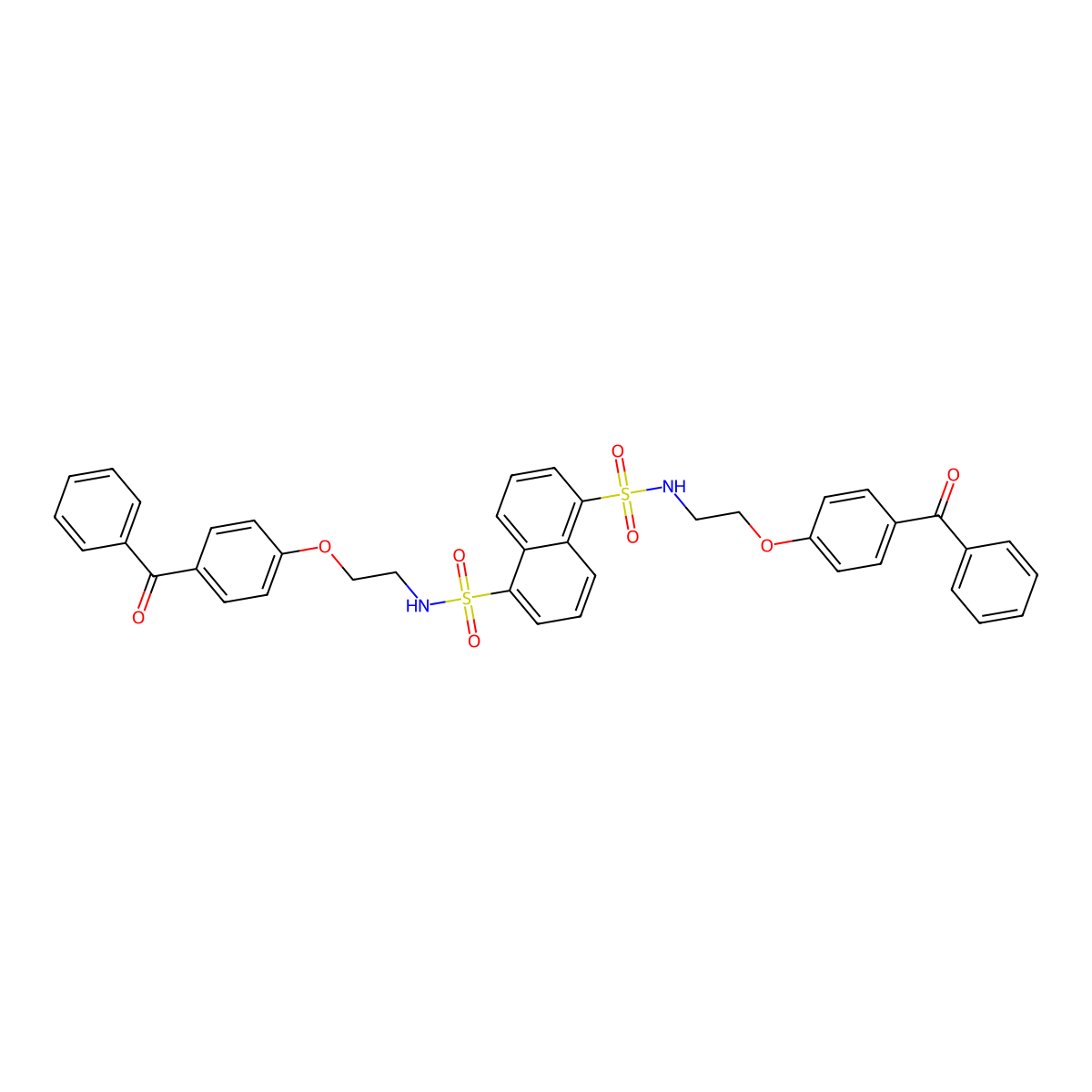 1-N,5-N-bis[2-(4-benzoylphenoxy)ethyl]naphthalene-1,5-disulfonamide molecular structure, CAS 728029-43-4