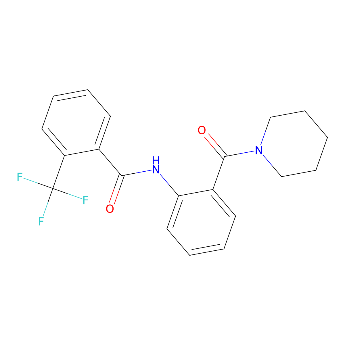 N-[2-(piperidine-1-carbonyl)phenyl]-2-(trifluoromethyl)benzamide molecular structure, CAS 728029-58-1