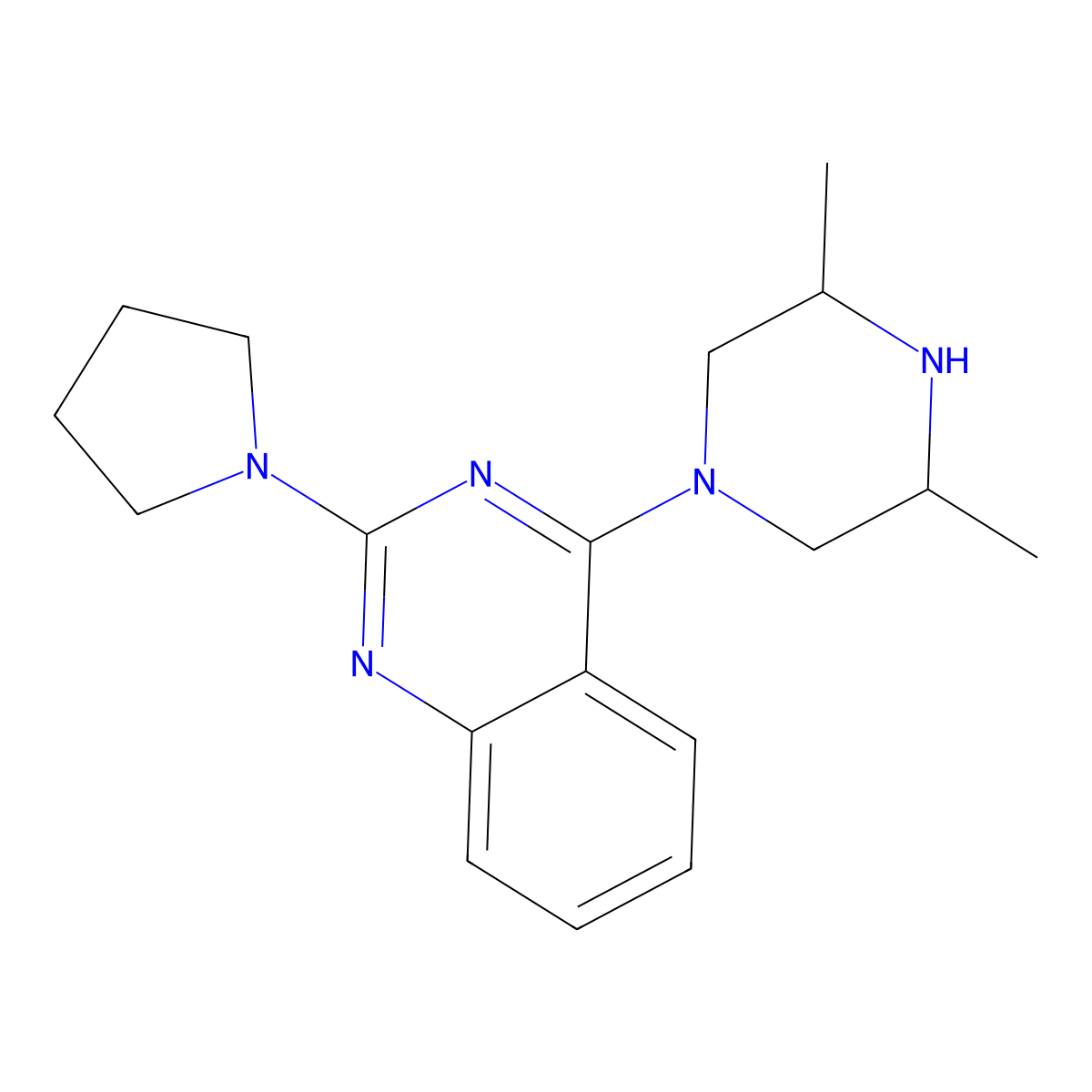 4-(3,5-Dimethylpiperazin-1-yl)-2-(pyrrolidin-1-yl)quinazoline molecular structure, CAS 728030-57-7