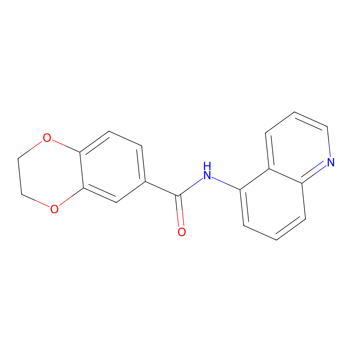 N-quinolin-5-yl-2,3-dihydro-1,4-benzodioxine-6-carboxamide molecular structure, CAS 728030-64-6