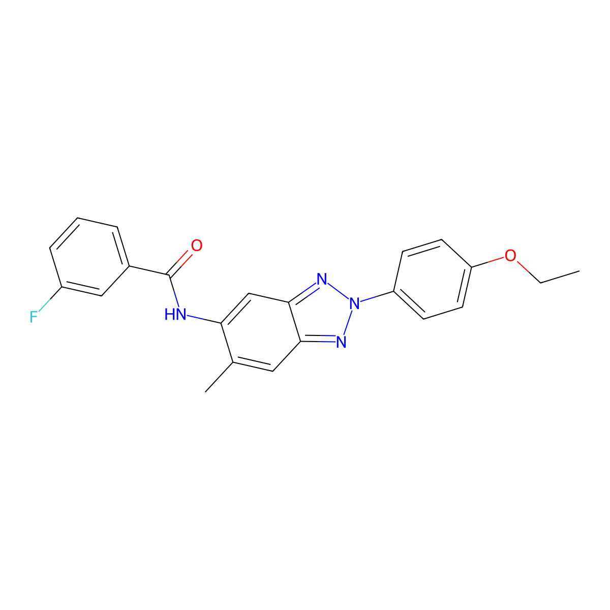 N-[2-(4-ethoxyphenyl)-6-methylbenzotriazol-5-yl]-3-fluorobenzamide molecular structure, CAS 728030-67-9