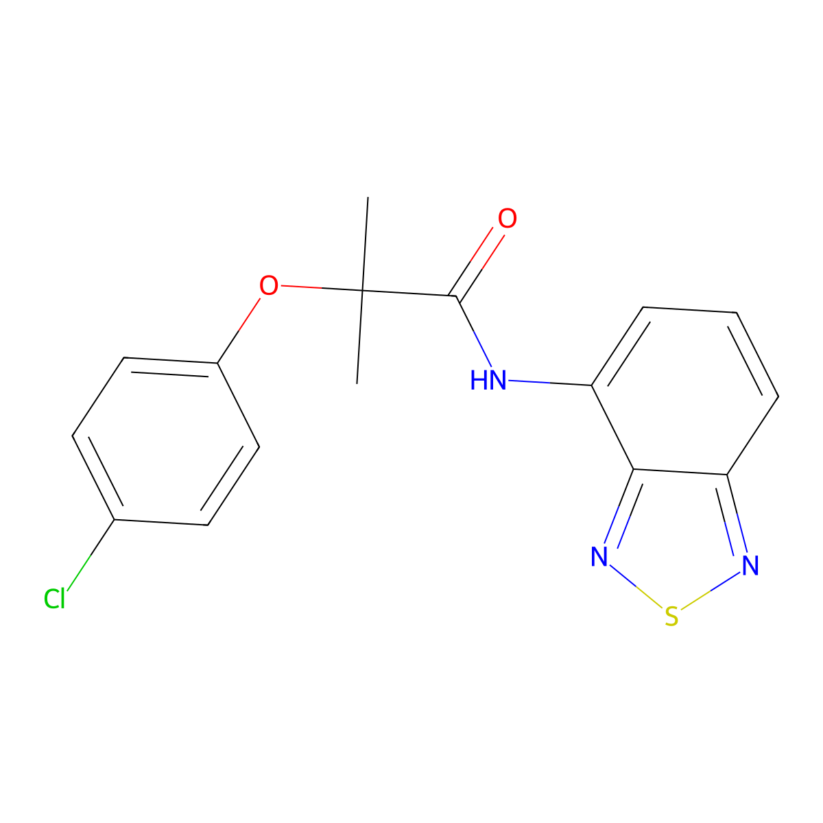 N-(2,1,3-benzothiadiazol-4-yl)-2-(4-chlorophenoxy)-2-methylpropanamide molecular structure, CAS 728030-81-7