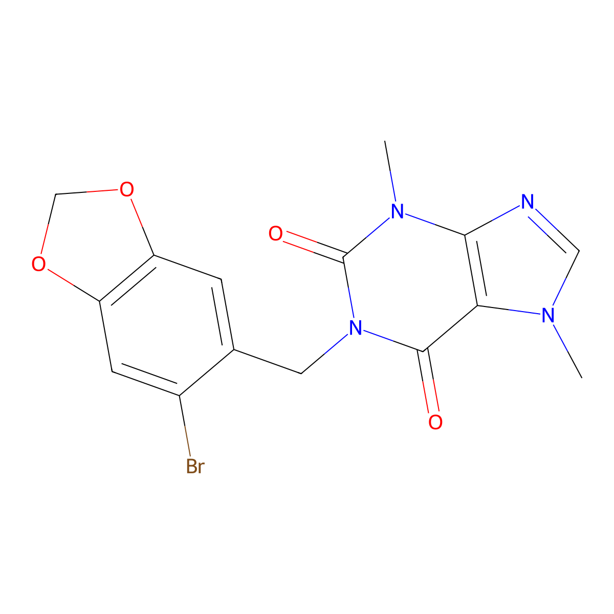 1-[(6-Bromo-1,3-benzodioxol-5-yl)methyl]-3,7-dimethylpurine-2,6-dione molecular structure, CAS 728031-06-9