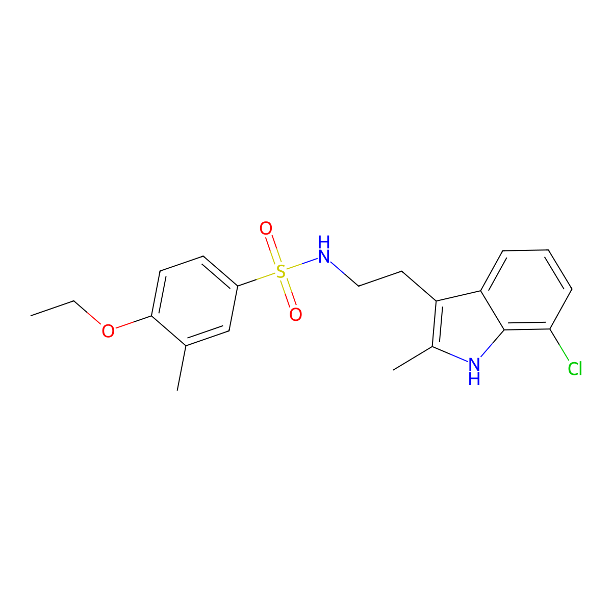 N-[2-(7-chloro-2-methyl-1H-indol-3-yl)ethyl]-4-ethoxy-3-methylbenzenesulfonamide molecular structure, CAS 728031-38-7