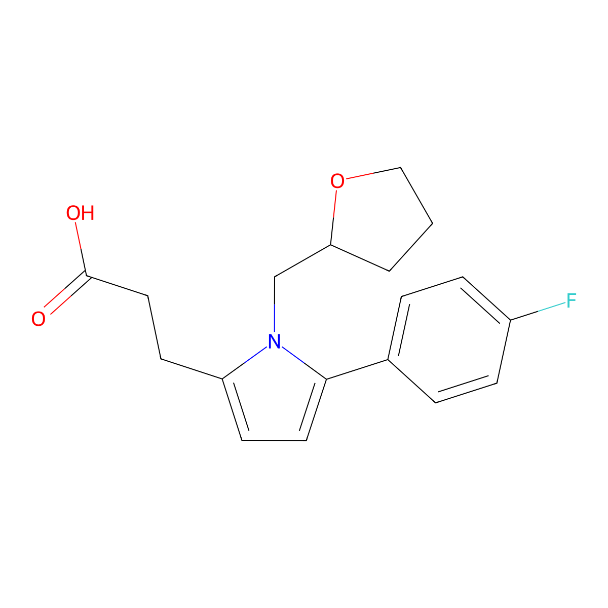 3-[5-(4-Fluorophenyl)-1-(2-oxolanylmethyl)-2-pyrrolyl]propanoic acid molecular structure, CAS 728031-61-6