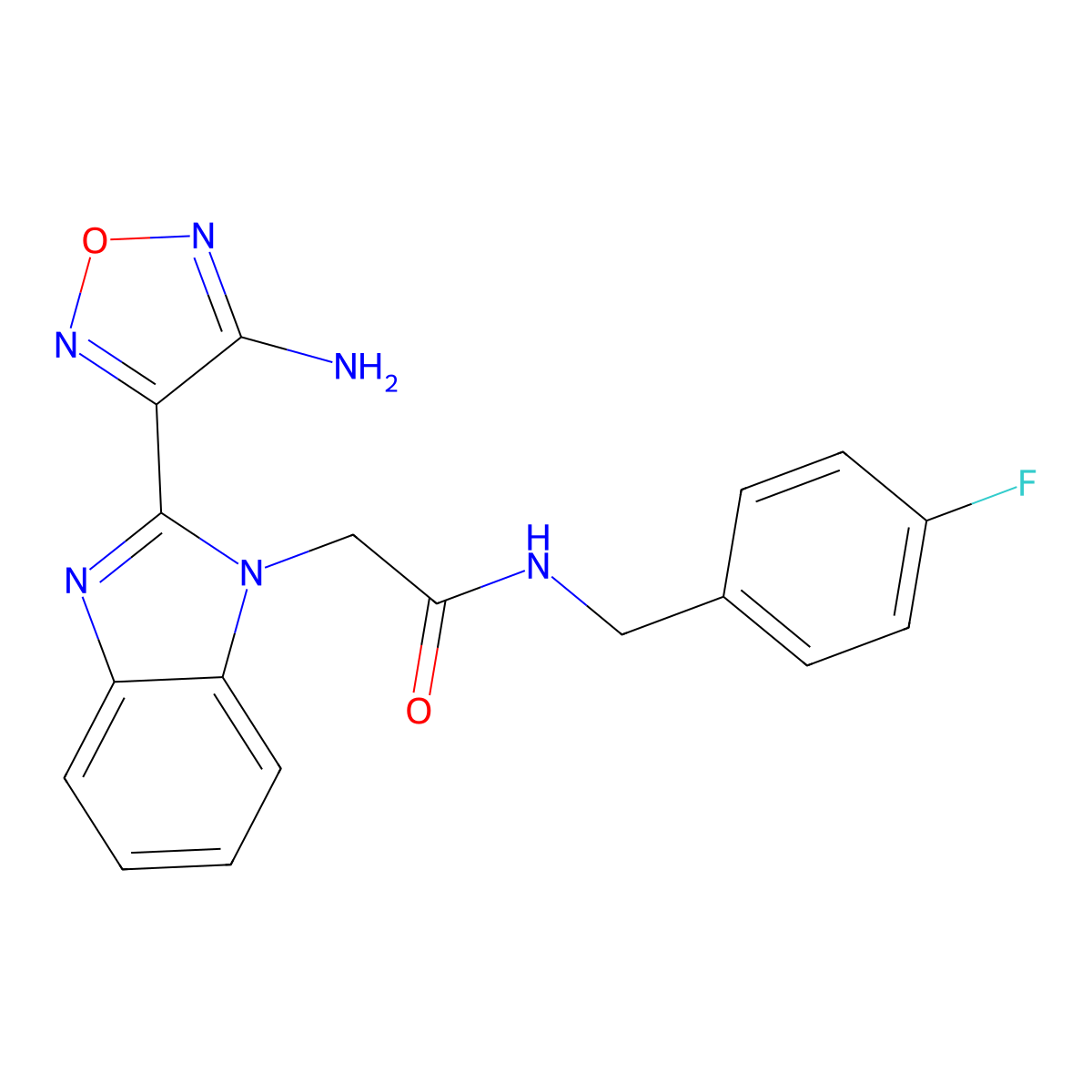 2-[2-(4-amino-1,2,5-oxadiazol-3-yl)benzimidazol-1-yl]-N-[(4-fluorophenyl)methyl]acetamide molecular structure, CAS 728032-21-1