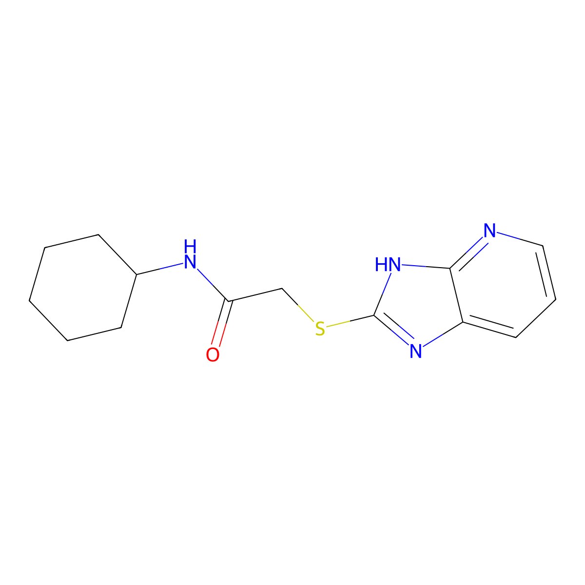 N-cyclohexyl-2-(1H-imidazo[4,5-b]pyridin-2-ylsulfanyl)acetamide molecular structure, CAS 728032-26-6