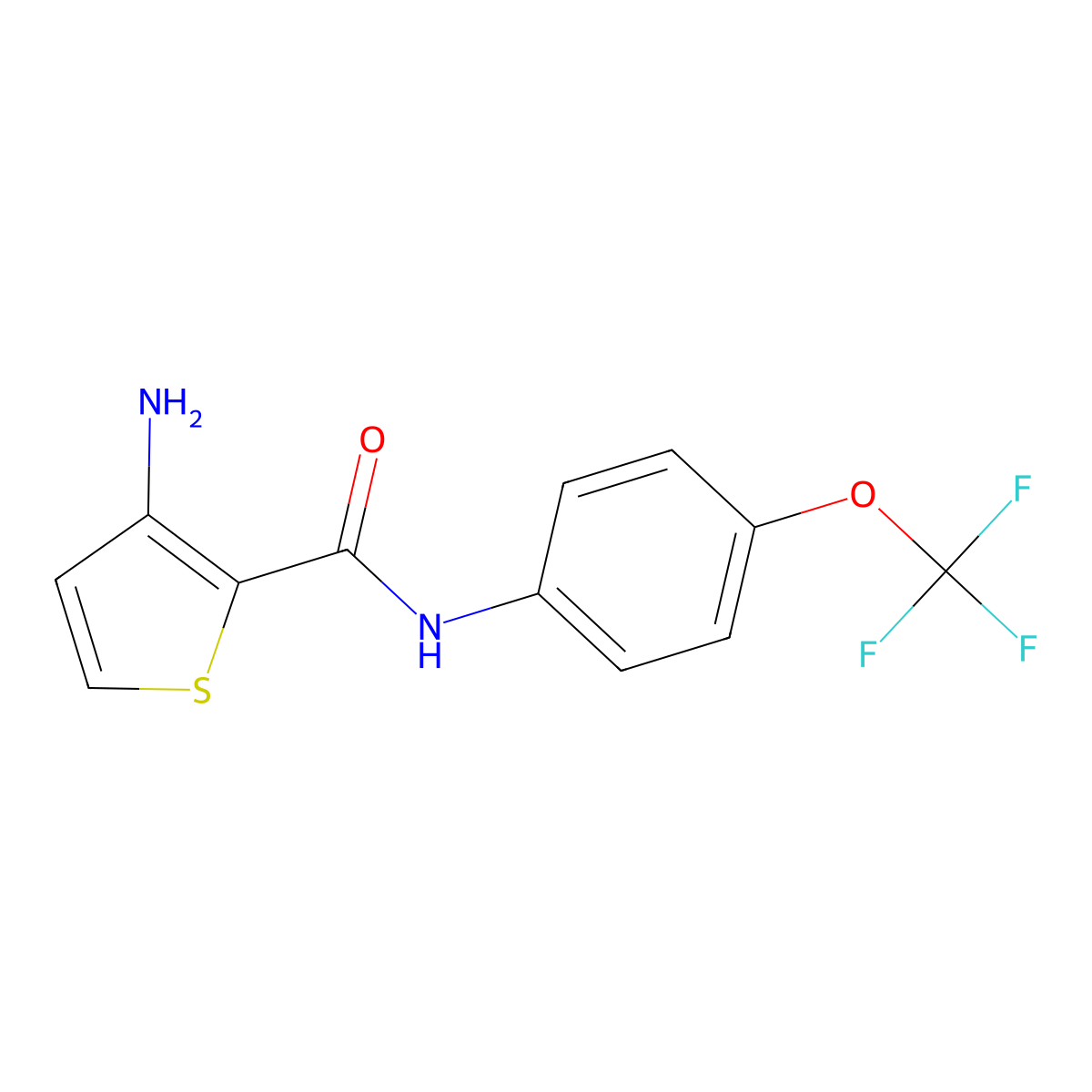 3-amino-N-(4-(trifluoromethoxy)phenyl)thiophene-2-carboxamide molecular structure, CAS 728033-97-4