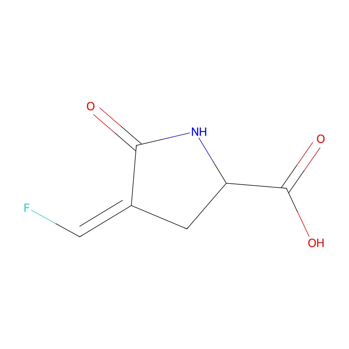 (2S)-4-(fluoromethylene)-5-oxo-pyrrolidine-2-carboxylic acid molecular structure, CAS 728034-35-3