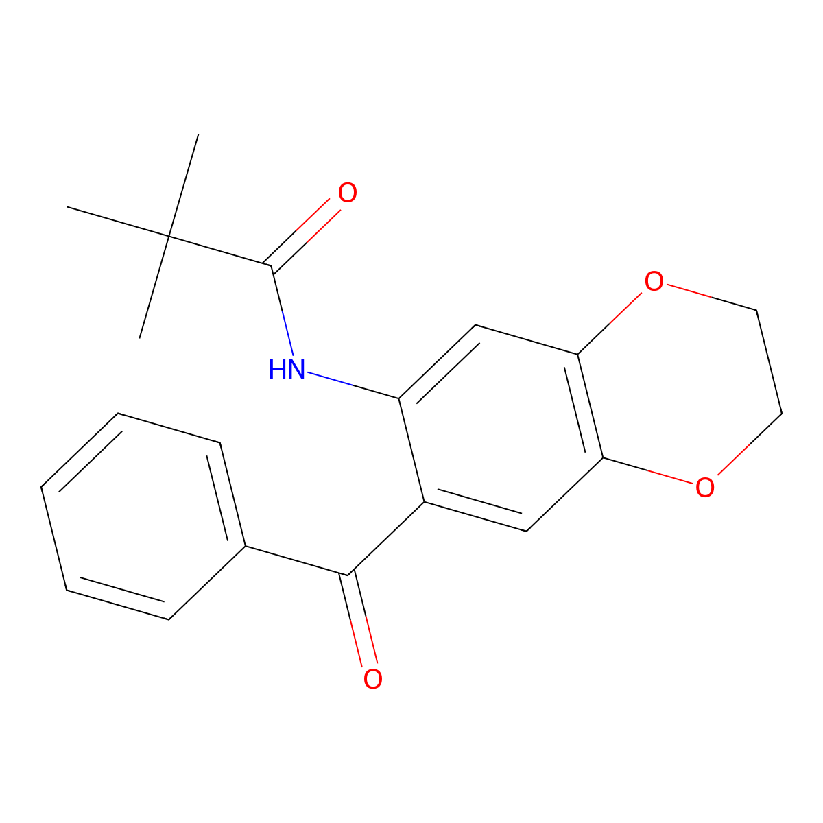 N-(7-benzoyl-2,3-dihydro-1,4-benzodioxin-6-yl)-2,2-dimethylpropanamide molecular structure, CAS 728034-48-8