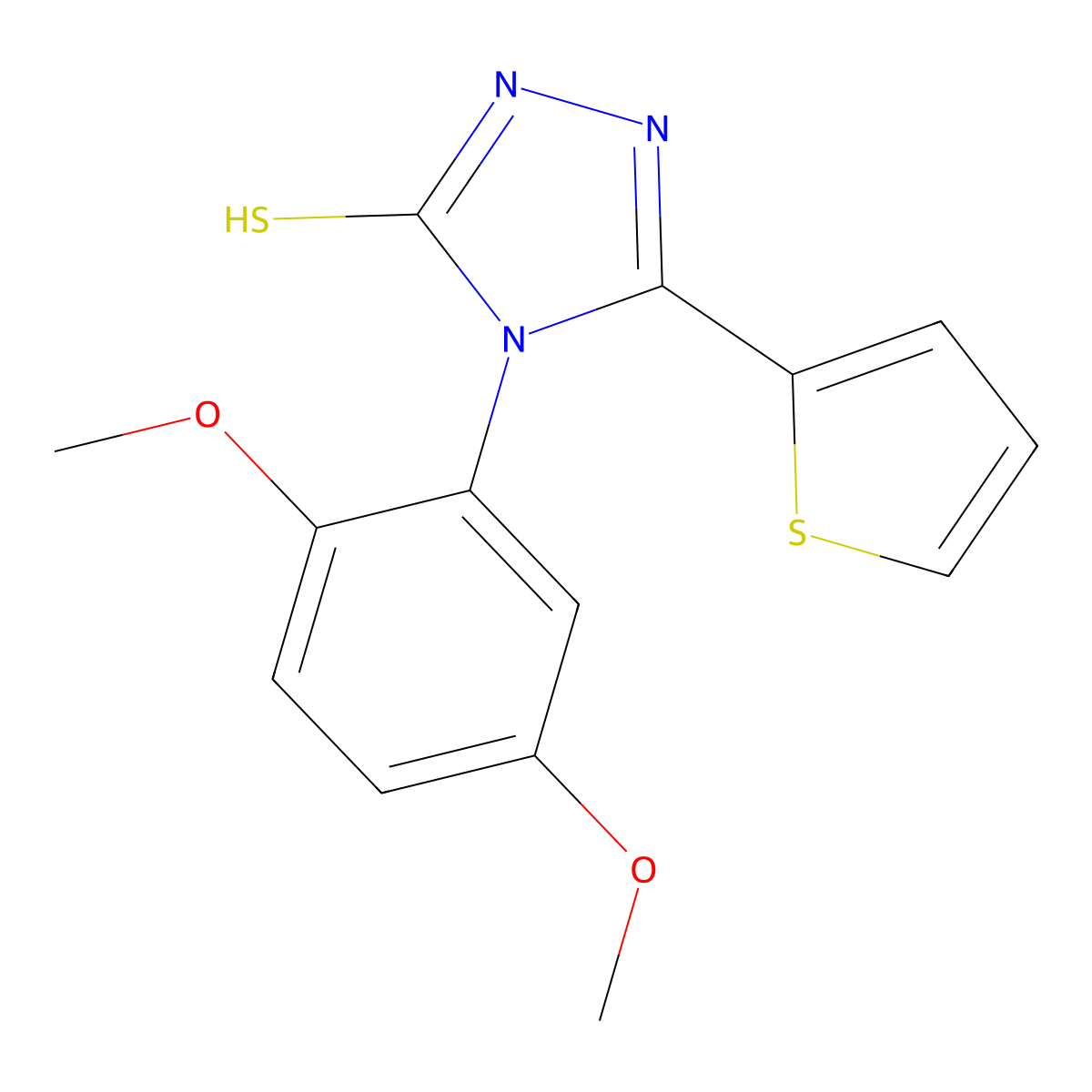 4-(2,5-dimethoxyphenyl)-3-thiophen-2-yl-1H-1,2,4-triazole-5-thione molecular structure, CAS 728034-95-5
