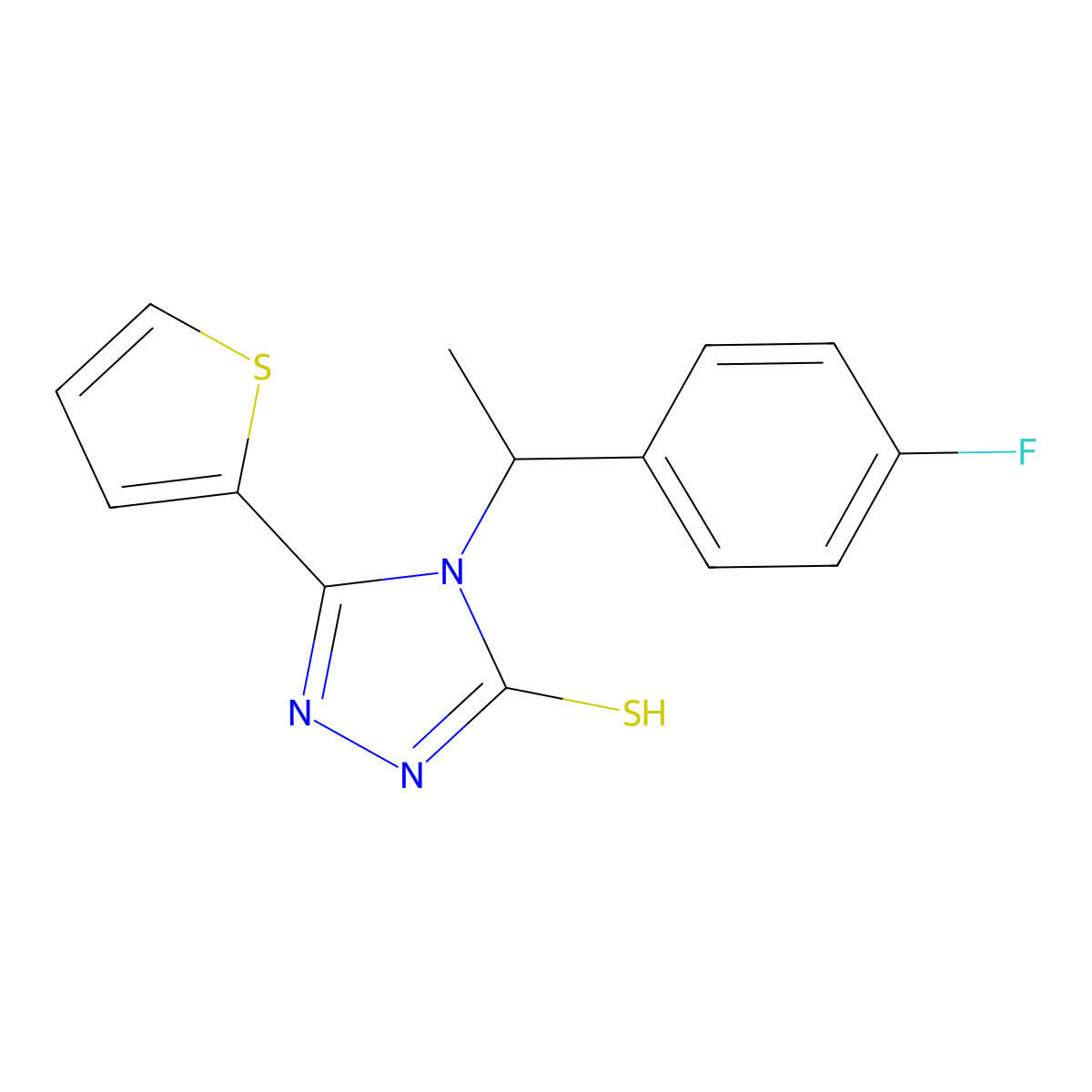 4-[1-(4-fluorophenyl)ethyl]-3-thiophen-2-yl-1H-1,2,4-triazole-5-thione molecular structure, CAS 728034-96-6