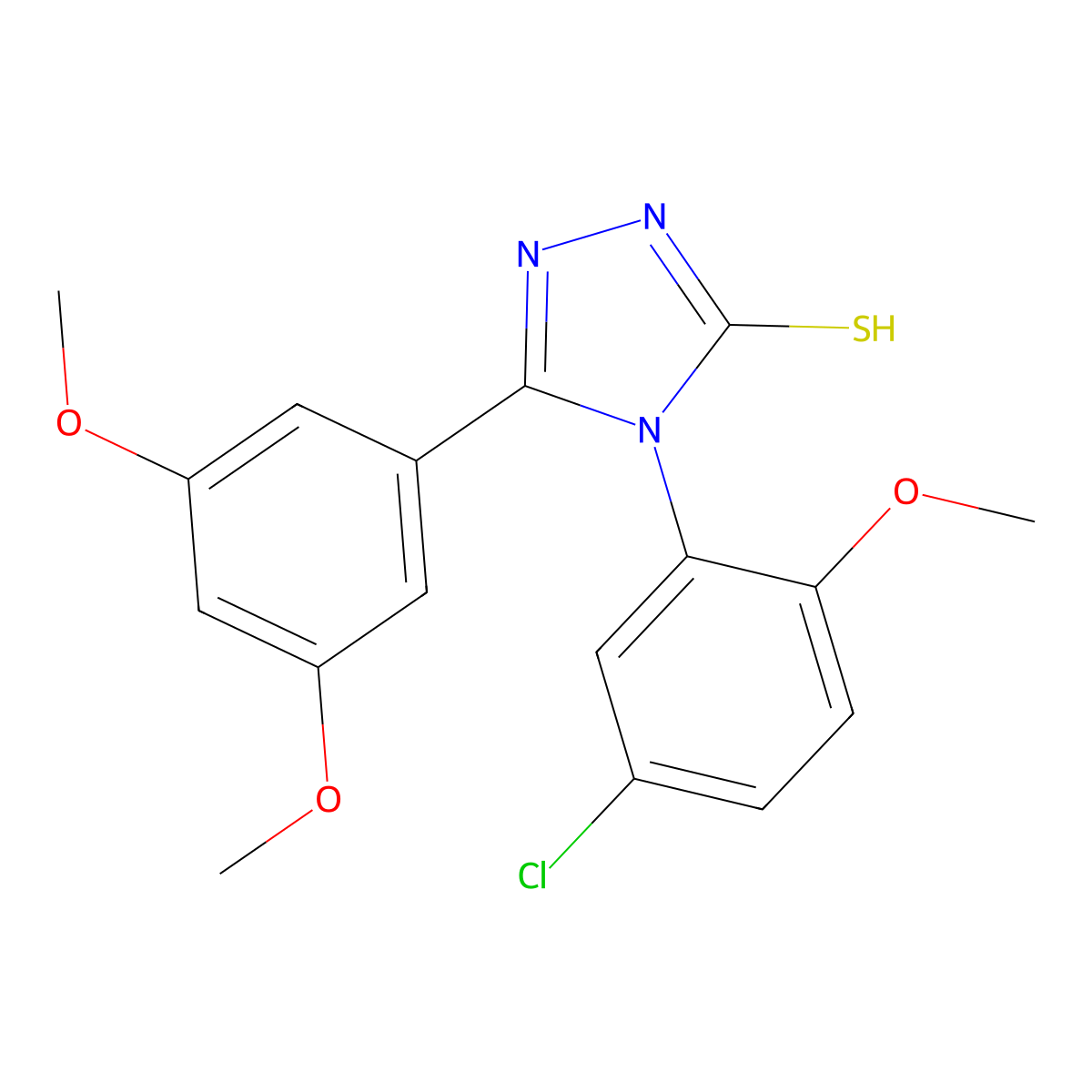 4-(5-chloro-2-methoxyphenyl)-5-(3,5-dimethoxyphenyl)-4H-1,2,4-triazole-3-thiol molecular structure, CAS 728035-12-9