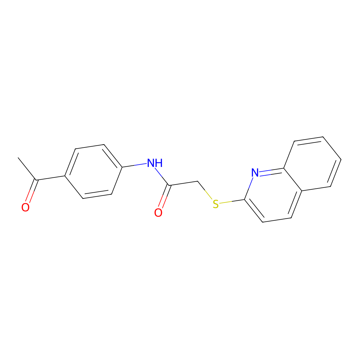 N-(4-acetylphenyl)-2-quinolin-2-ylsulfanylacetamide molecular structure, CAS 728035-17-4