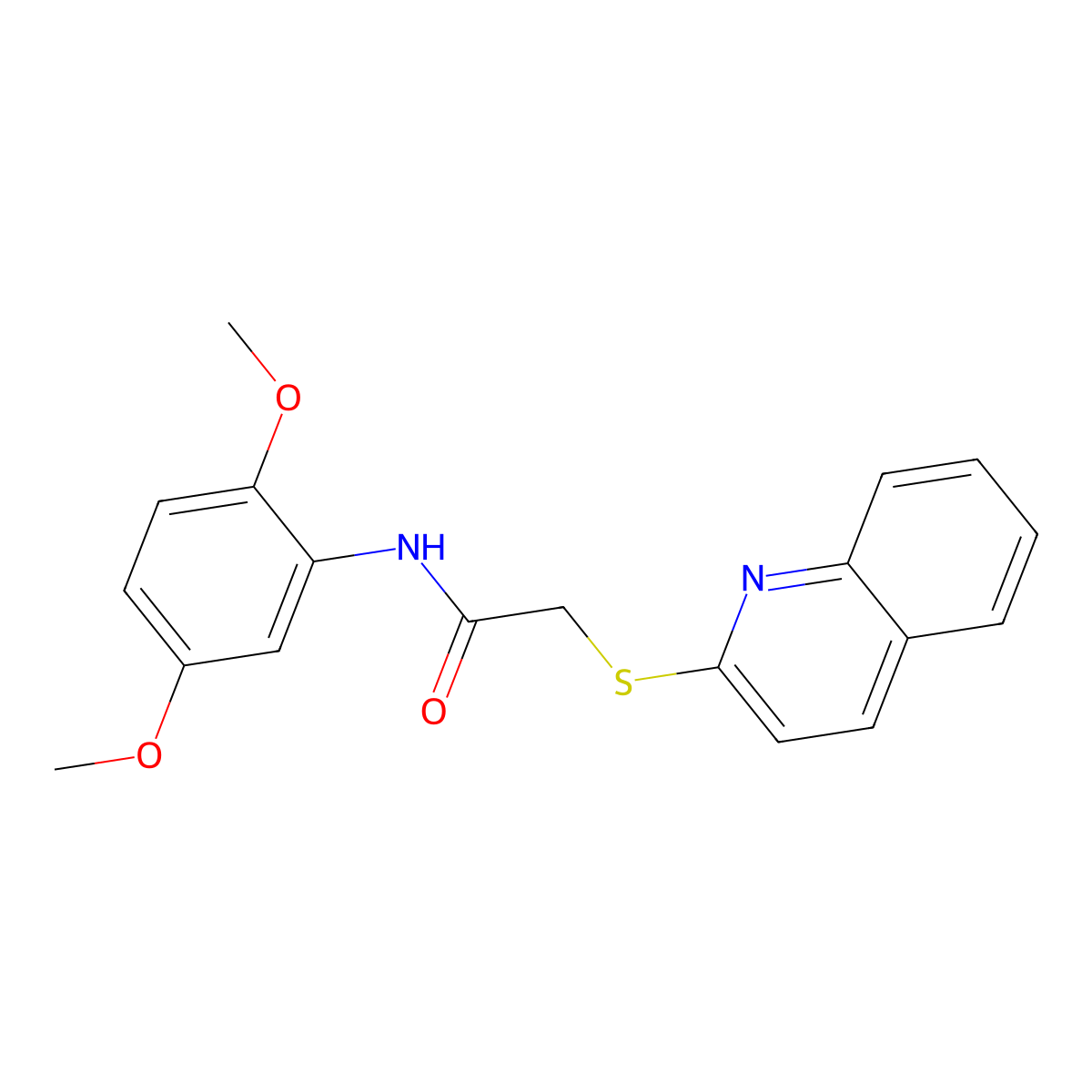 N-(2,5-dimethoxyphenyl)-2-quinolin-2-ylsulfanylacetamide molecular structure, CAS 728035-19-6