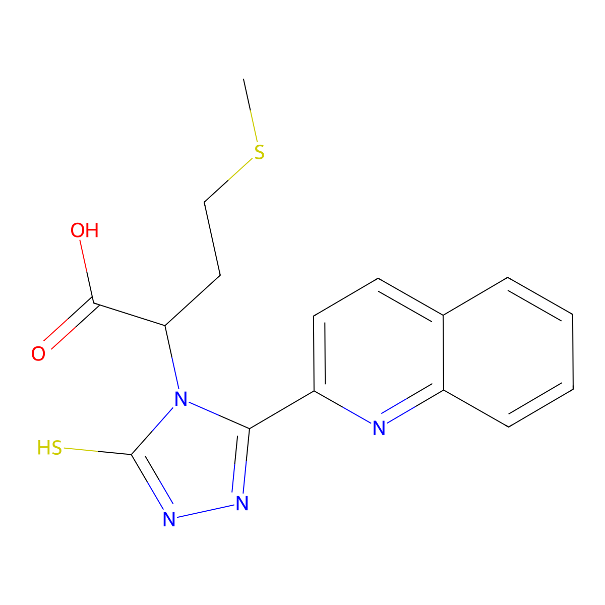 4-(methylsulfanyl)-2-[3-(quinolin-2-yl)-5-sulfanyl-4H-1,2,4-triazol-4-yl]butanoic acid molecular structure, CAS 728035-31-2