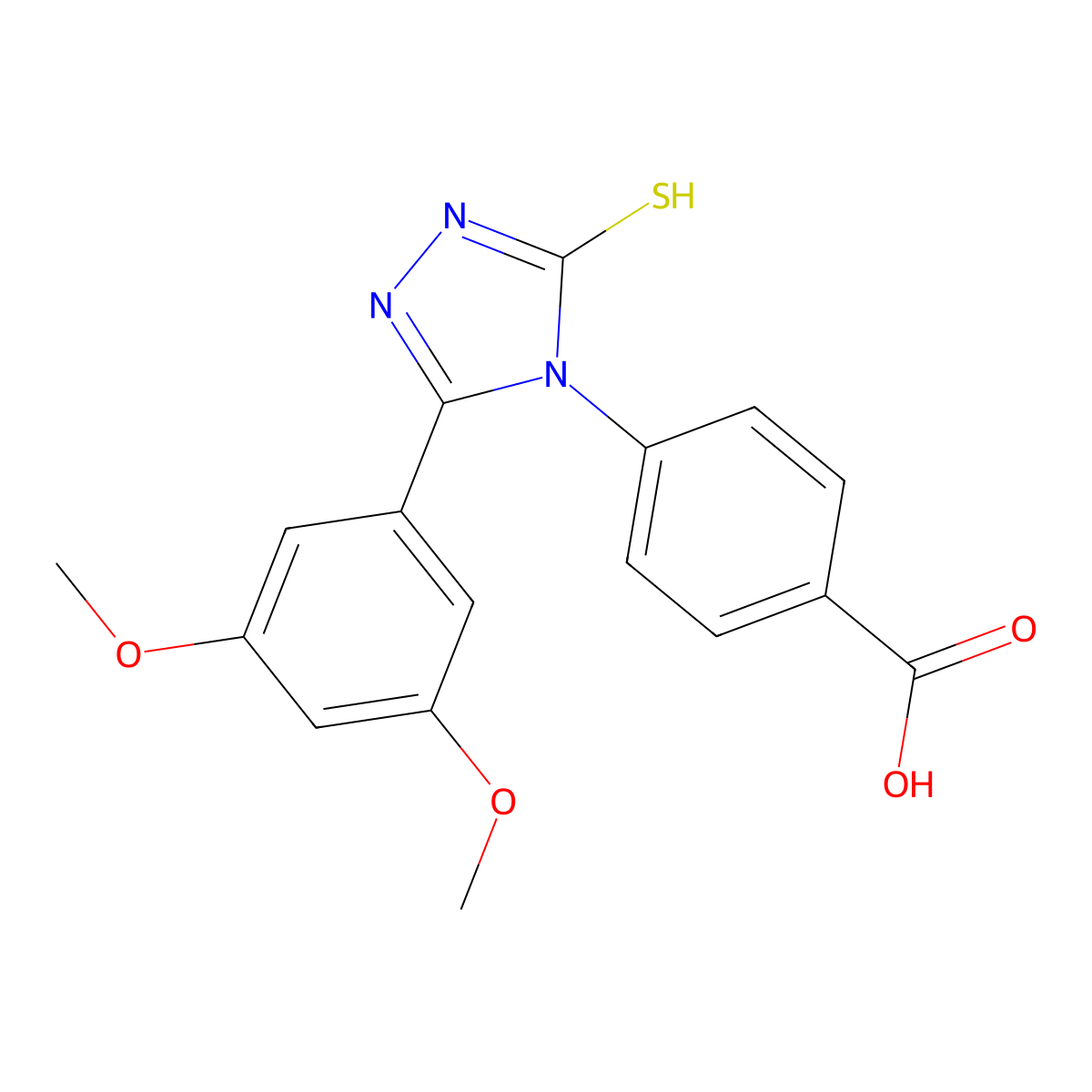 4-[3-(3,5-dimethoxyphenyl)-5-sulfanylidene-1H-1,2,4-triazol-4-yl]benzoic acid molecular structure, CAS 728035-32-3