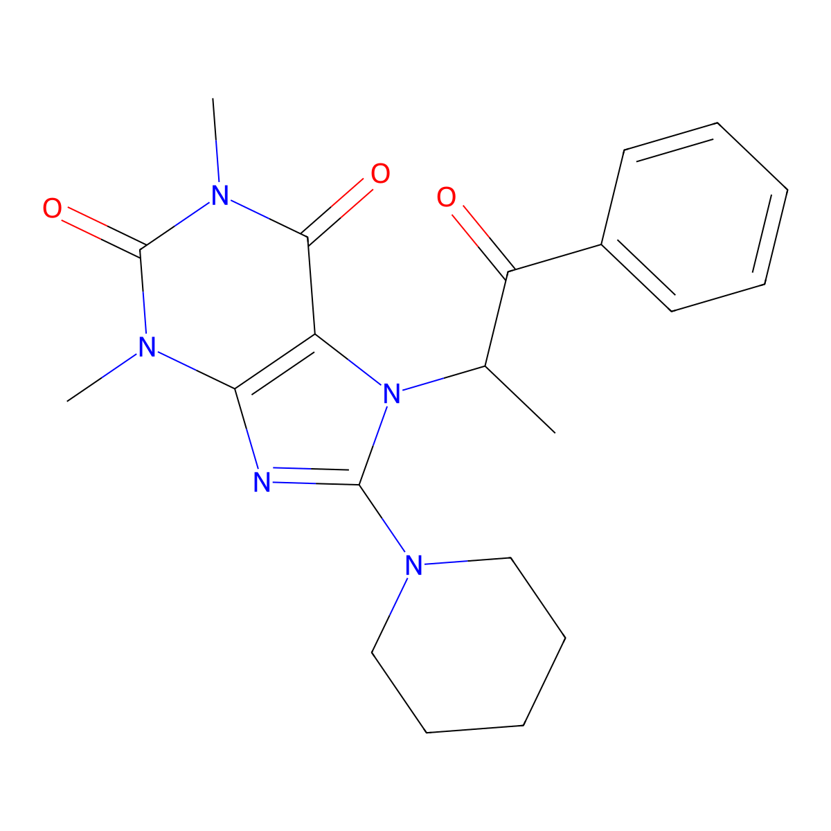 1,3-Dimethyl-7-(1-oxo-1-phenylpropan-2-yl)-8-piperidin-1-ylpurine-2,6-dione molecular structure, CAS 728035-71-0