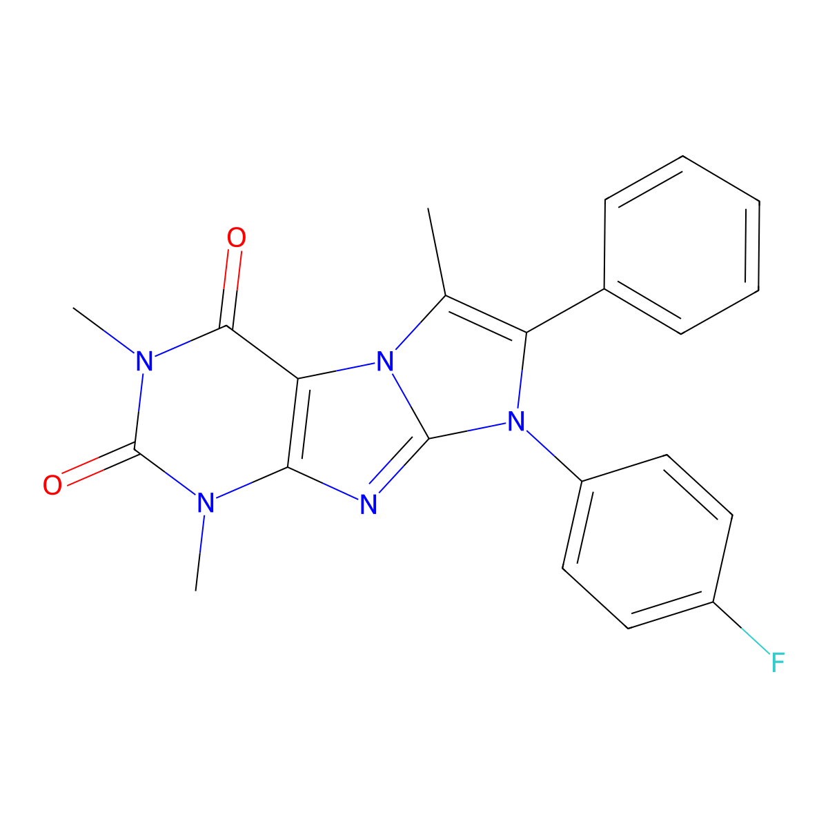 6-(4-Fluorophenyl)-2,4,8-trimethyl-7-phenylpurino[7,8-a]imidazole-1,3-dione molecular structure, CAS 728035-78-7