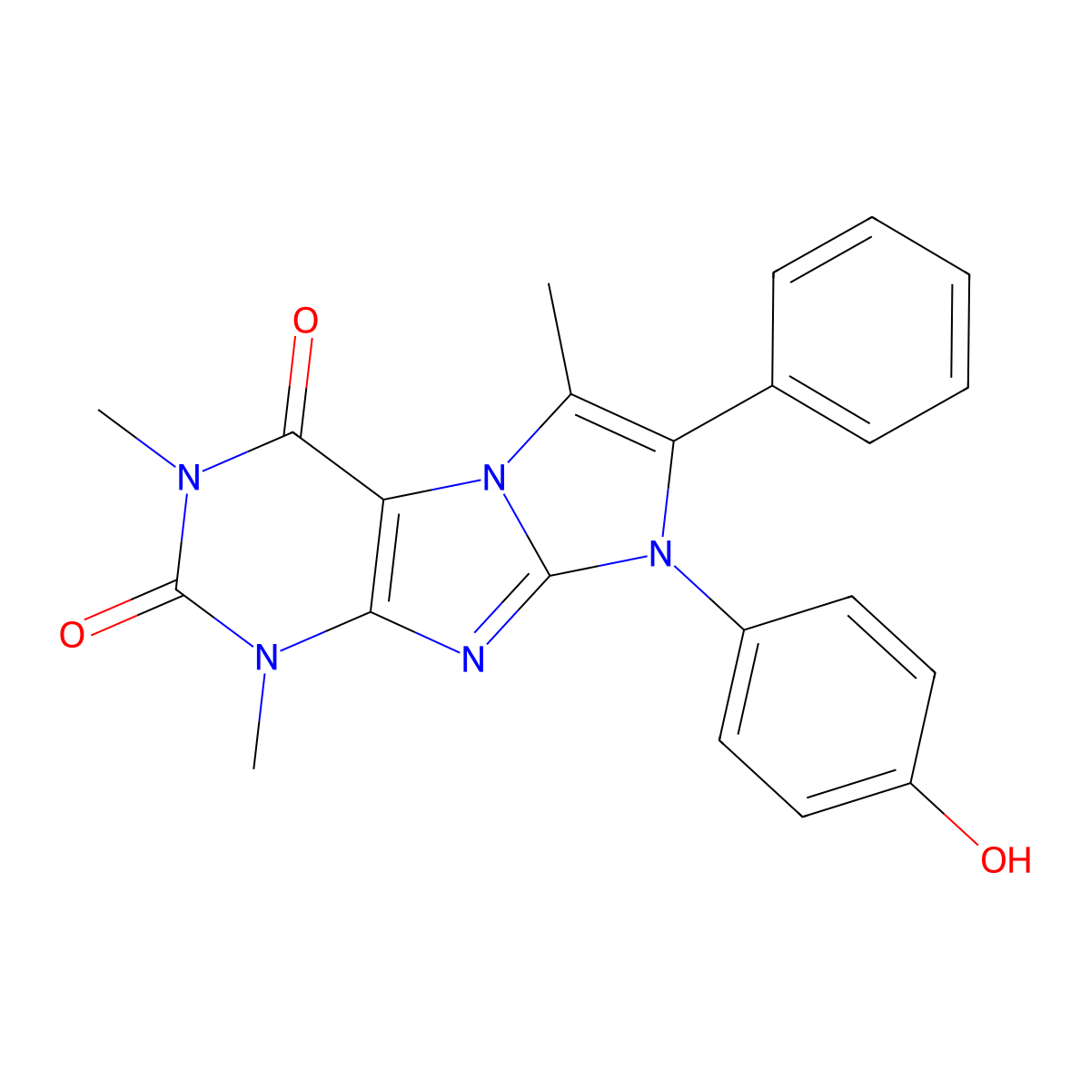 6-(4-Hydroxyphenyl)-2,4,8-trimethyl-7-phenylpurino[7,8-a]imidazole-1,3-dione molecular structure, CAS 728035-81-2