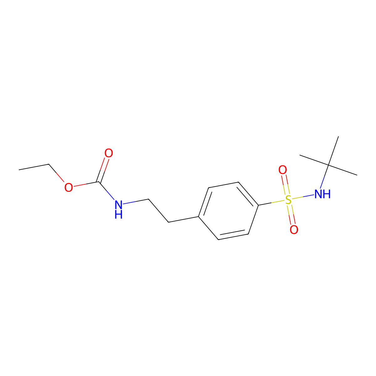 Ethyl {2-[4-(tert-butylsulfamoyl)phenyl]ethyl}carbamate molecular structure, CAS 728036-23-5
