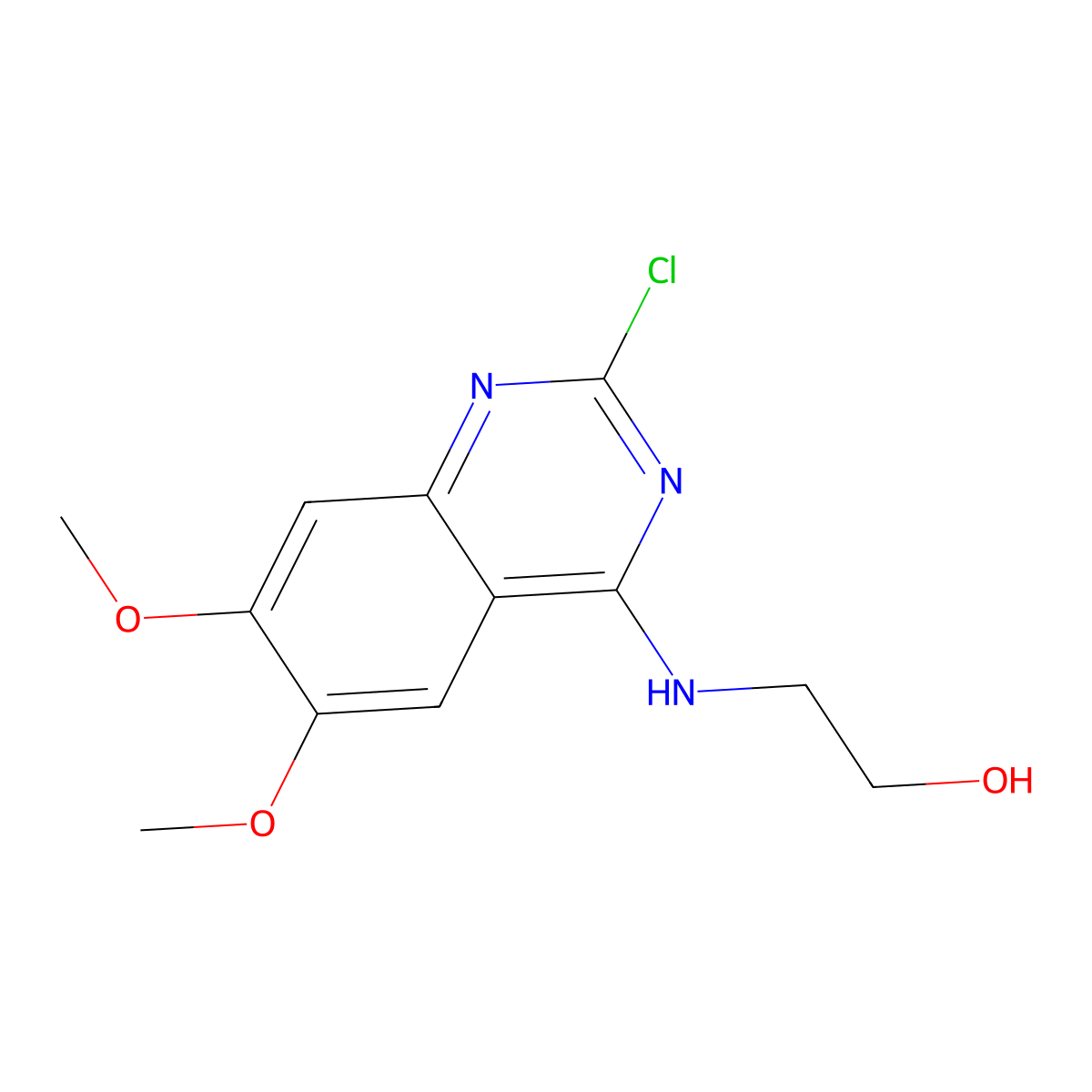 2-[(2-Chloro-6,7-dimethoxyquinazolin-4-yl)amino]ethanol molecular structure, CAS 728036-41-7