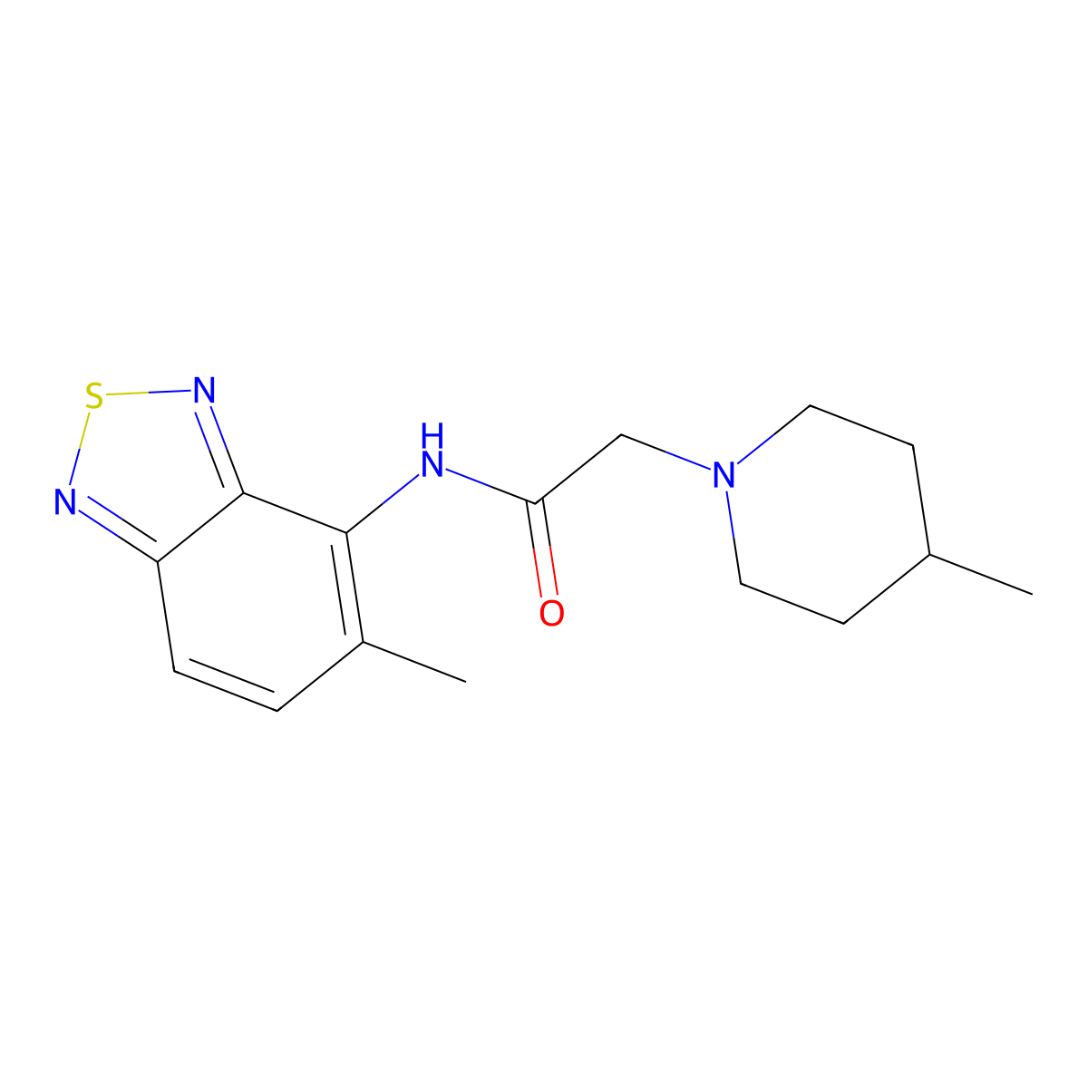 N-(5-methyl-2,1,3-benzothiadiazol-4-yl)-2-(4-methylpiperidin-1-yl)acetamide molecular structure, CAS 728036-55-3