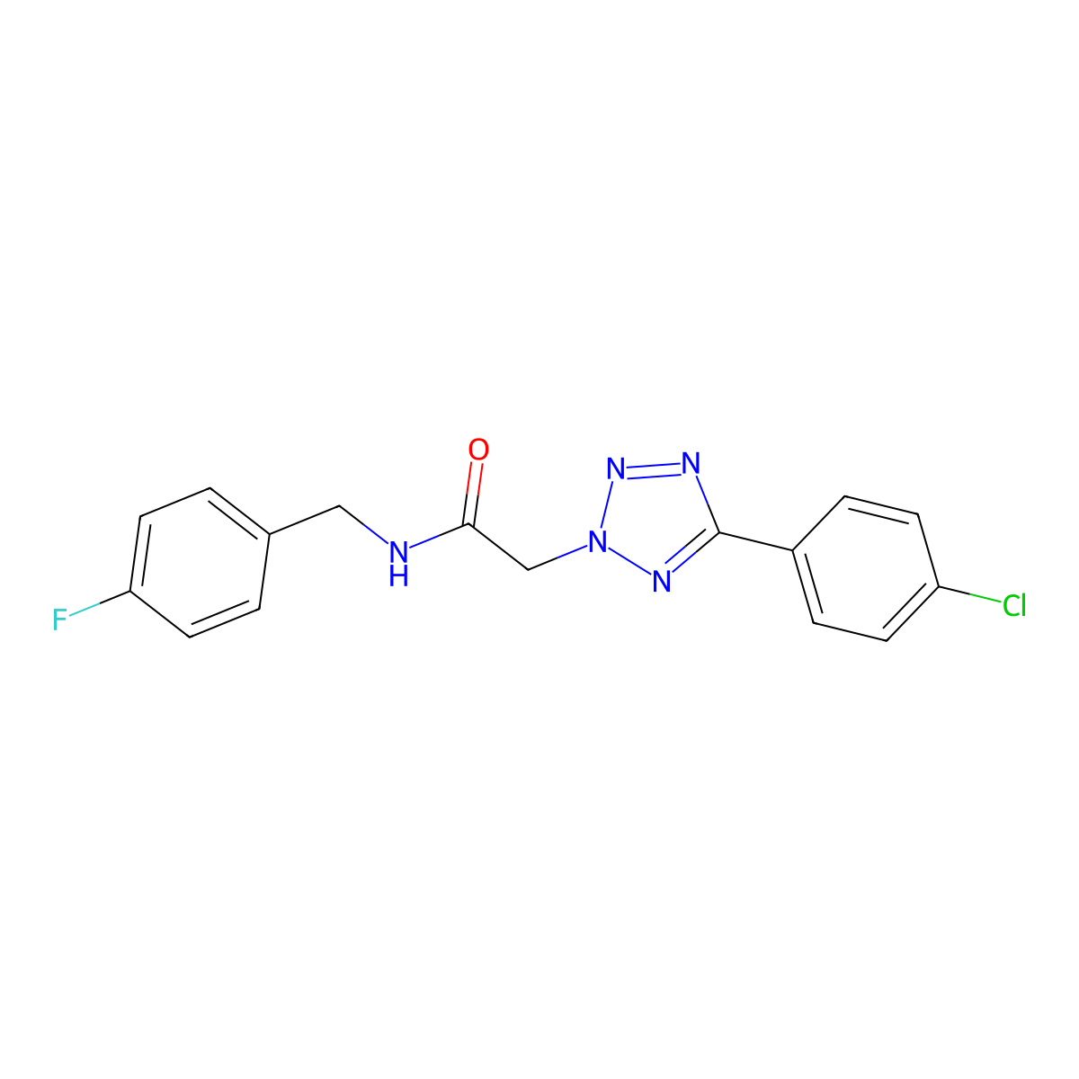 2-[5-(4-chlorophenyl)tetrazol-2-yl]-N-[(4-fluorophenyl)methyl]acetamide molecular structure, CAS 728036-65-5