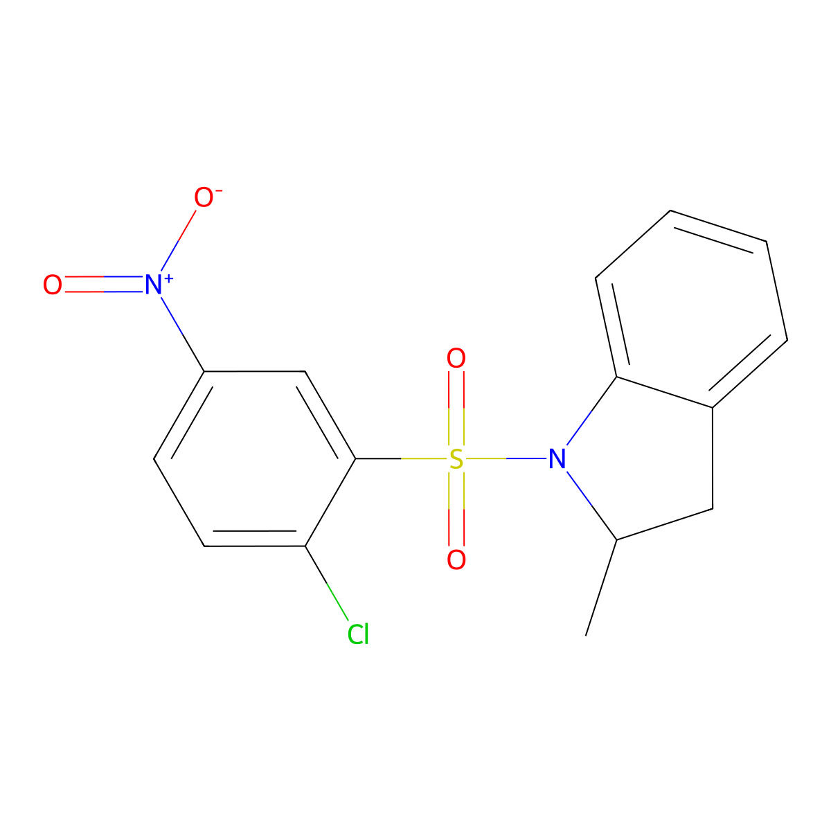 1-(2-Chloro-5-nitrophenyl)sulfonyl-2-methyl-2,3-dihydroindole molecular structure, CAS 728036-70-2