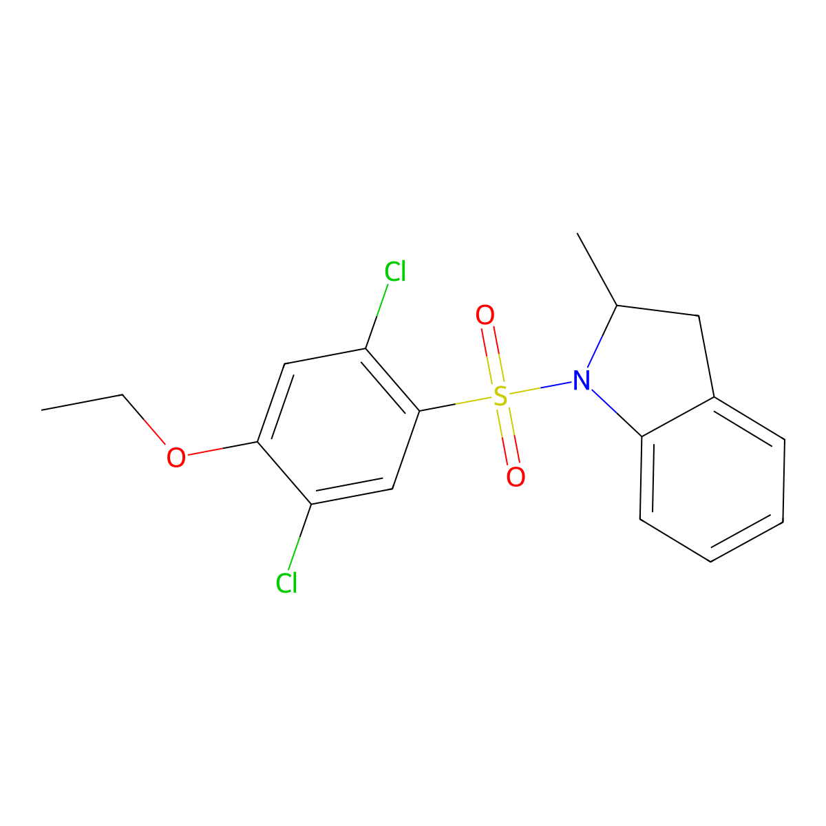 1-(2,5-Dichloro-4-ethoxyphenyl)sulfonyl-2-methyl-2,3-dihydroindole molecular structure, CAS 728036-71-3