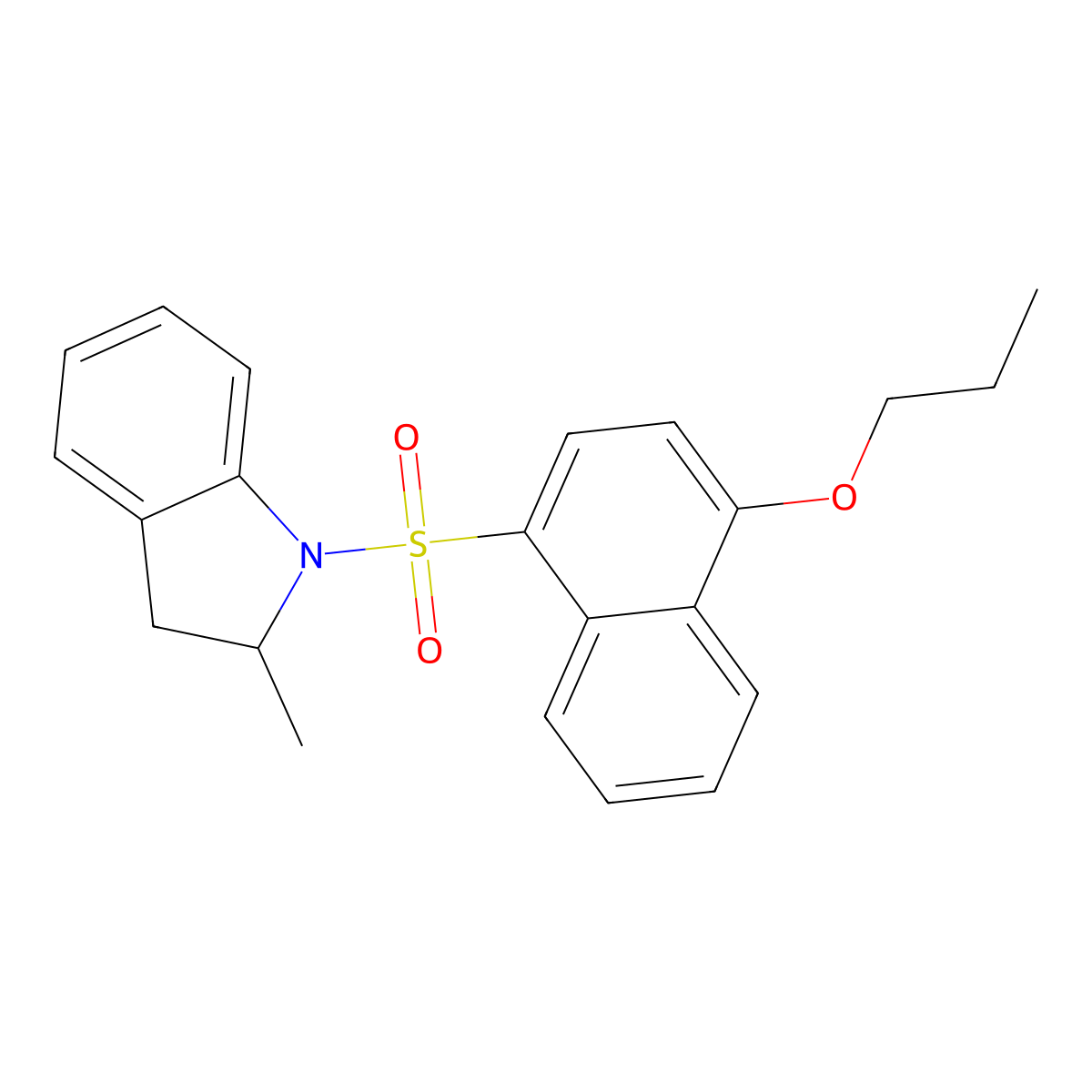 2-Methyl-1-[(4-propoxynaphthyl)sulfonyl]indoline molecular structure, CAS 728036-72-4