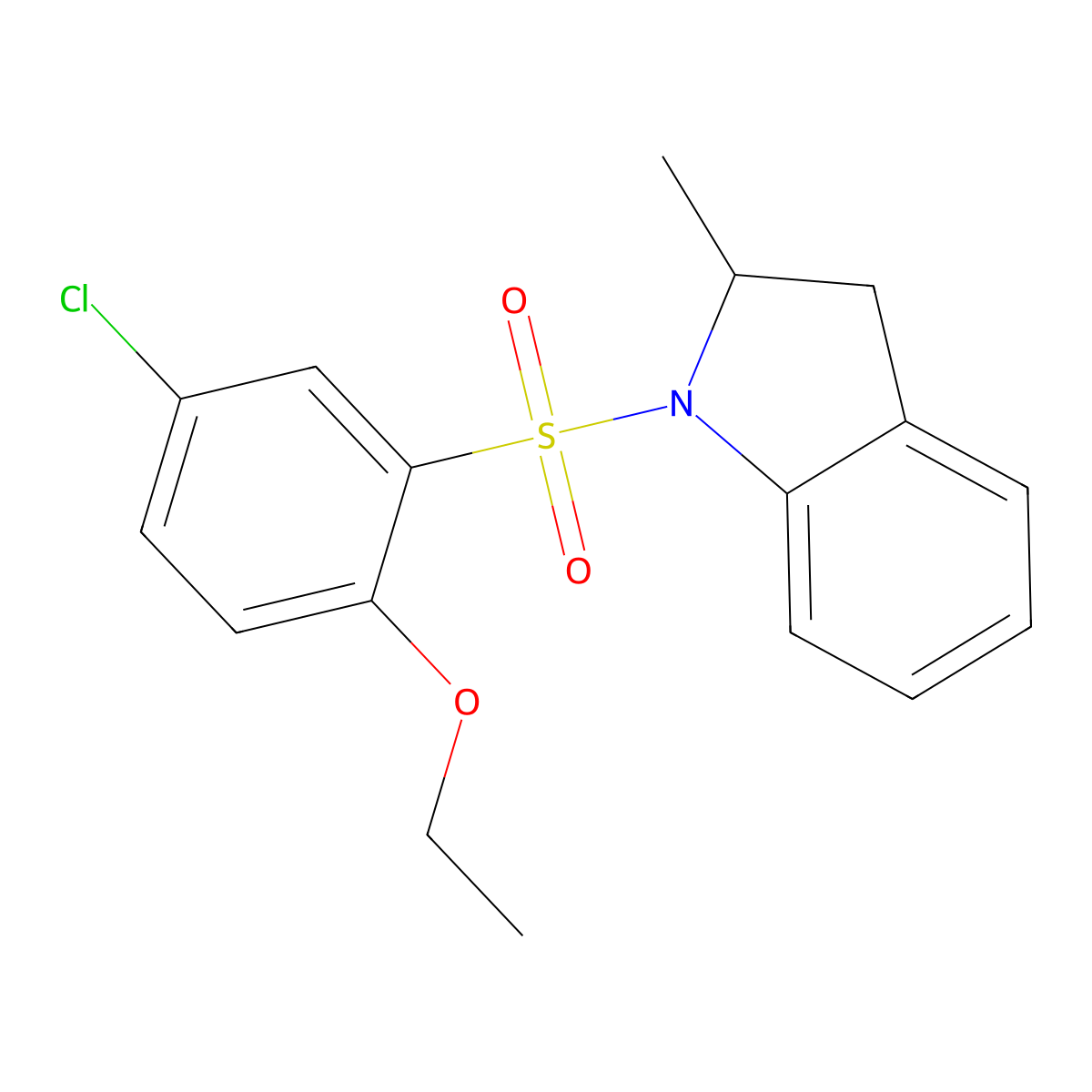 1-[(5-Chloro-2-ethoxyphenyl)sulfonyl]-2-methylindoline molecular structure, CAS 728036-73-5