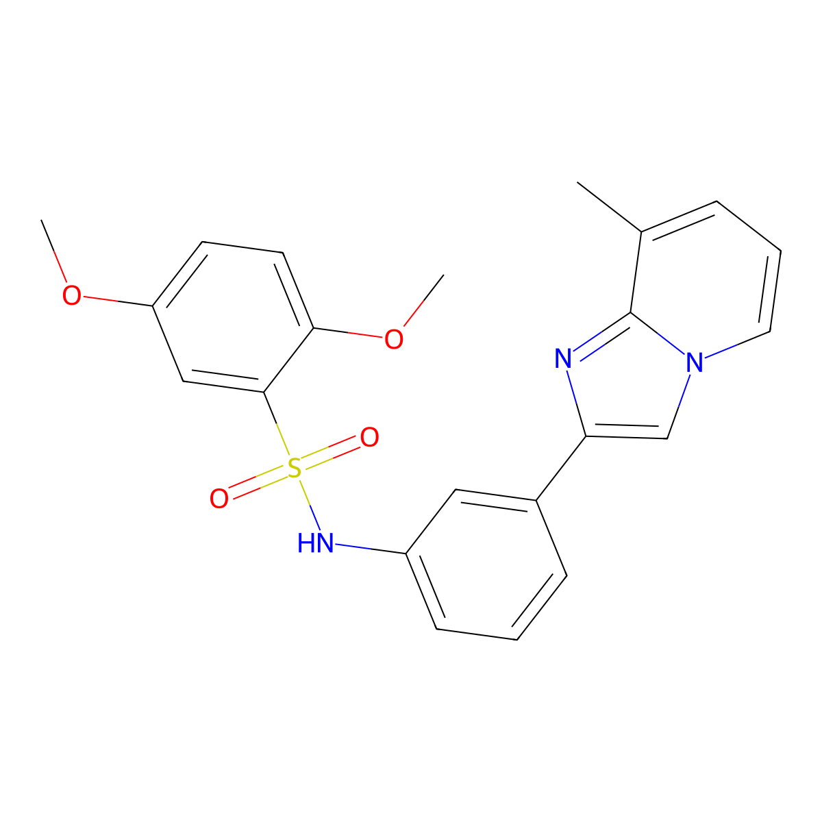 2,5-dimethoxy-N-[3-(8-methylimidazo[1,2-a]pyridin-2-yl)phenyl]benzenesulfonamide molecular structure, CAS 728036-77-9