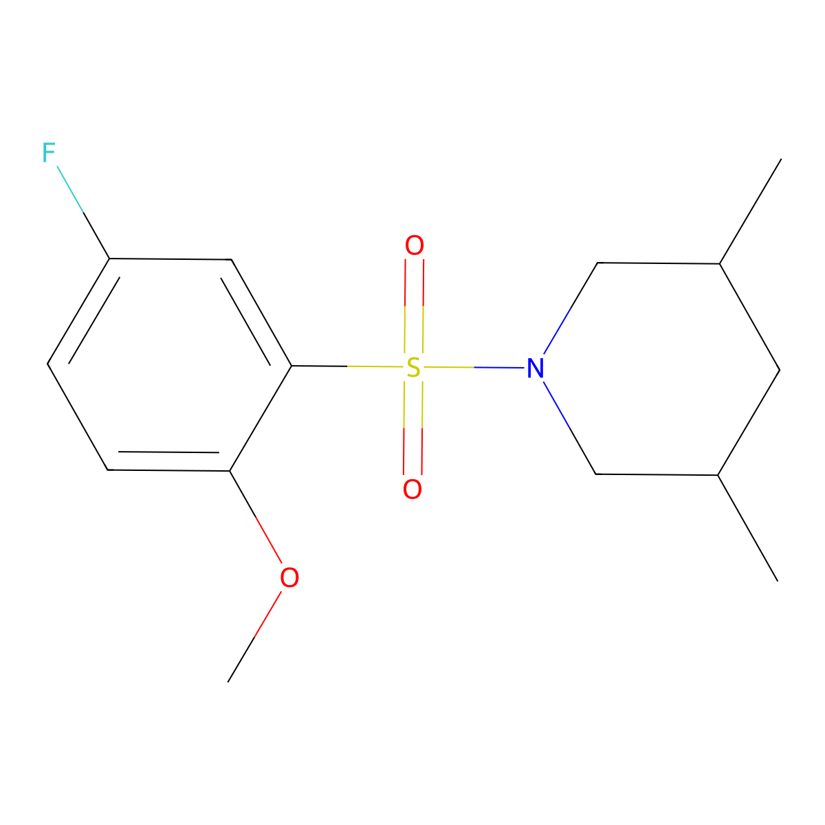1-[(5-Fluoro-2-methoxyphenyl)sulfonyl]-3,5-dimethylpiperidine molecular structure, CAS 728036-78-0