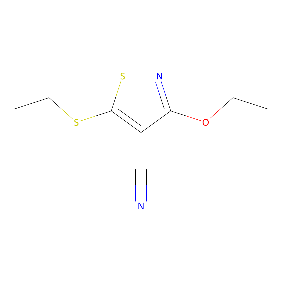 3-Ethoxy-5-(ethylsulfanyl)-1,2-thiazole-4-carbonitrile molecular structure, CAS 728037-90-9