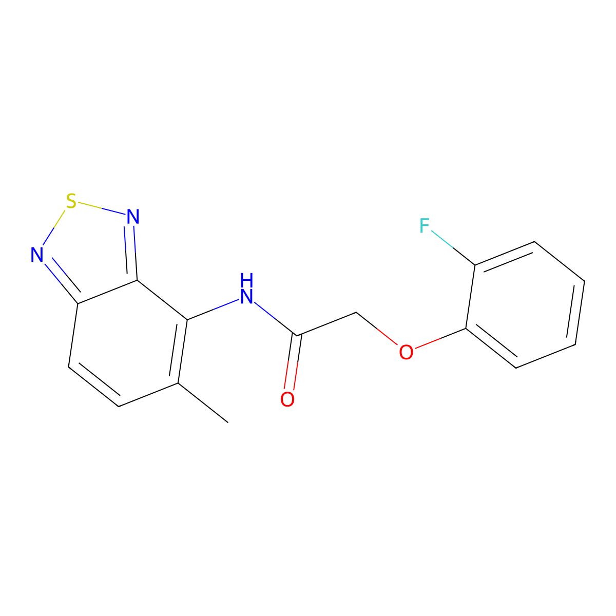 2-(2-fluorophenoxy)-N-(5-methyl-2,1,3-benzothiadiazol-4-yl)acetamide molecular structure, CAS 728038-30-0