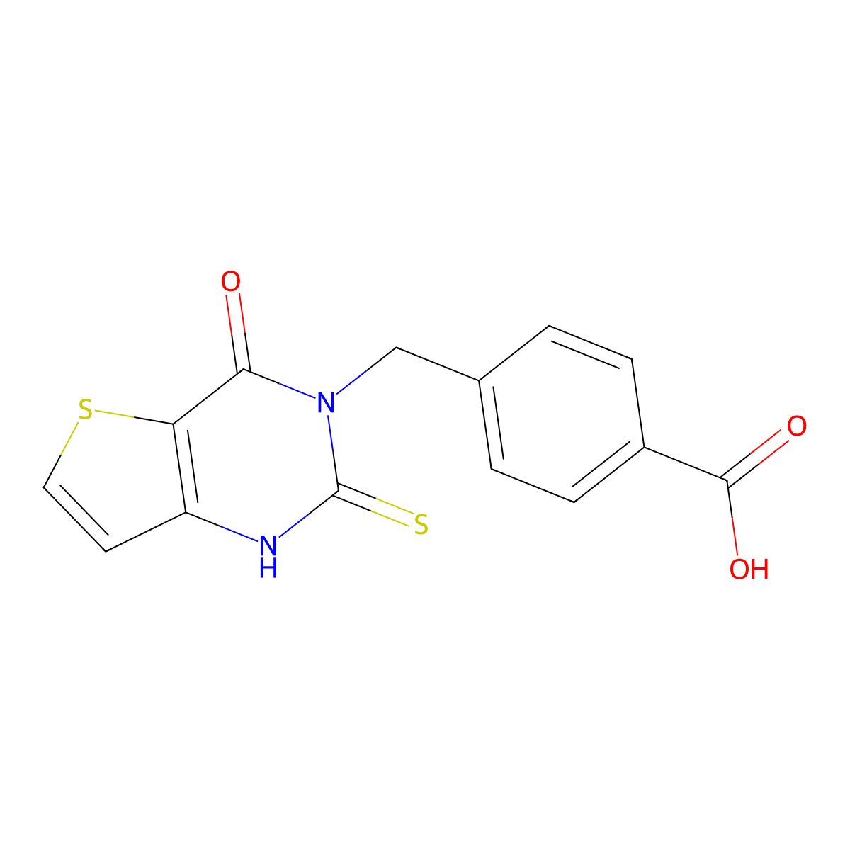 4-[(4-oxo-2-thioxo-1,4-dihydrothieno[3,2-d]pyrimidin-3(2H)-yl)methyl]benzoic acid molecular structure, CAS 728039-55-2