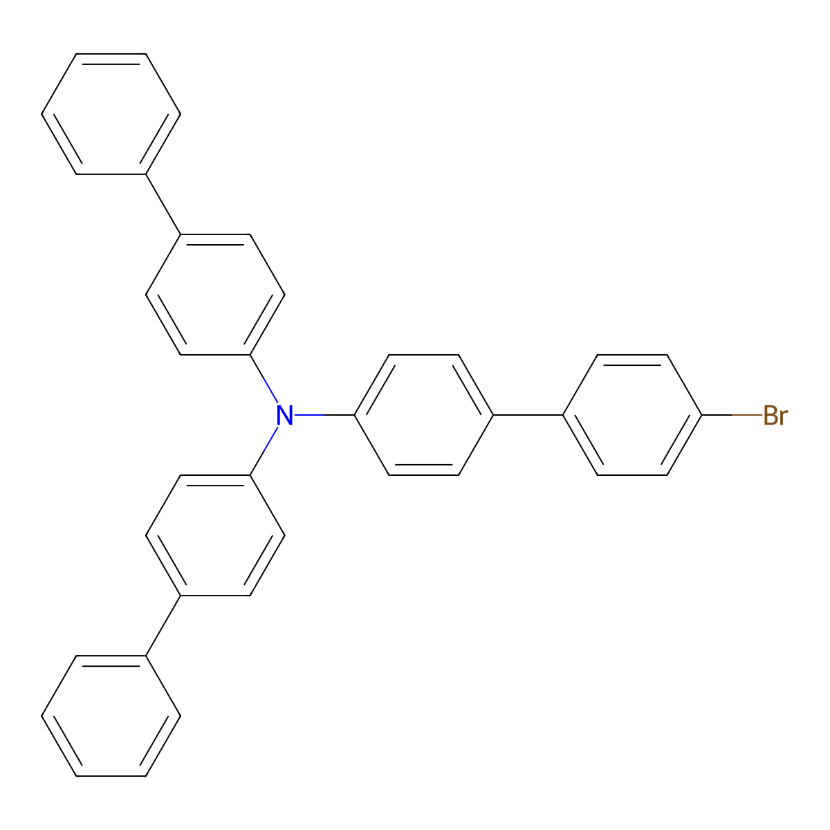 N,N-di((1,1'-biphenyl)-4-yl)-4'-bromo-(1,1'-biphenyl)-4-amine molecular structure, CAS 728039-63-2