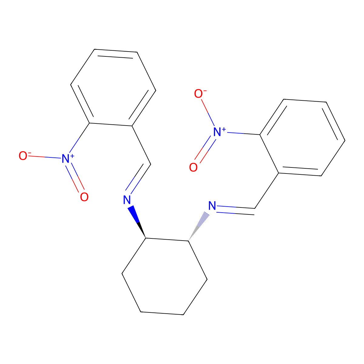 N~1~,N~2~-bis(2-nitrobenzylidene)-1,2-cyclohexanediamine molecular structure, CAS 728042-45-3