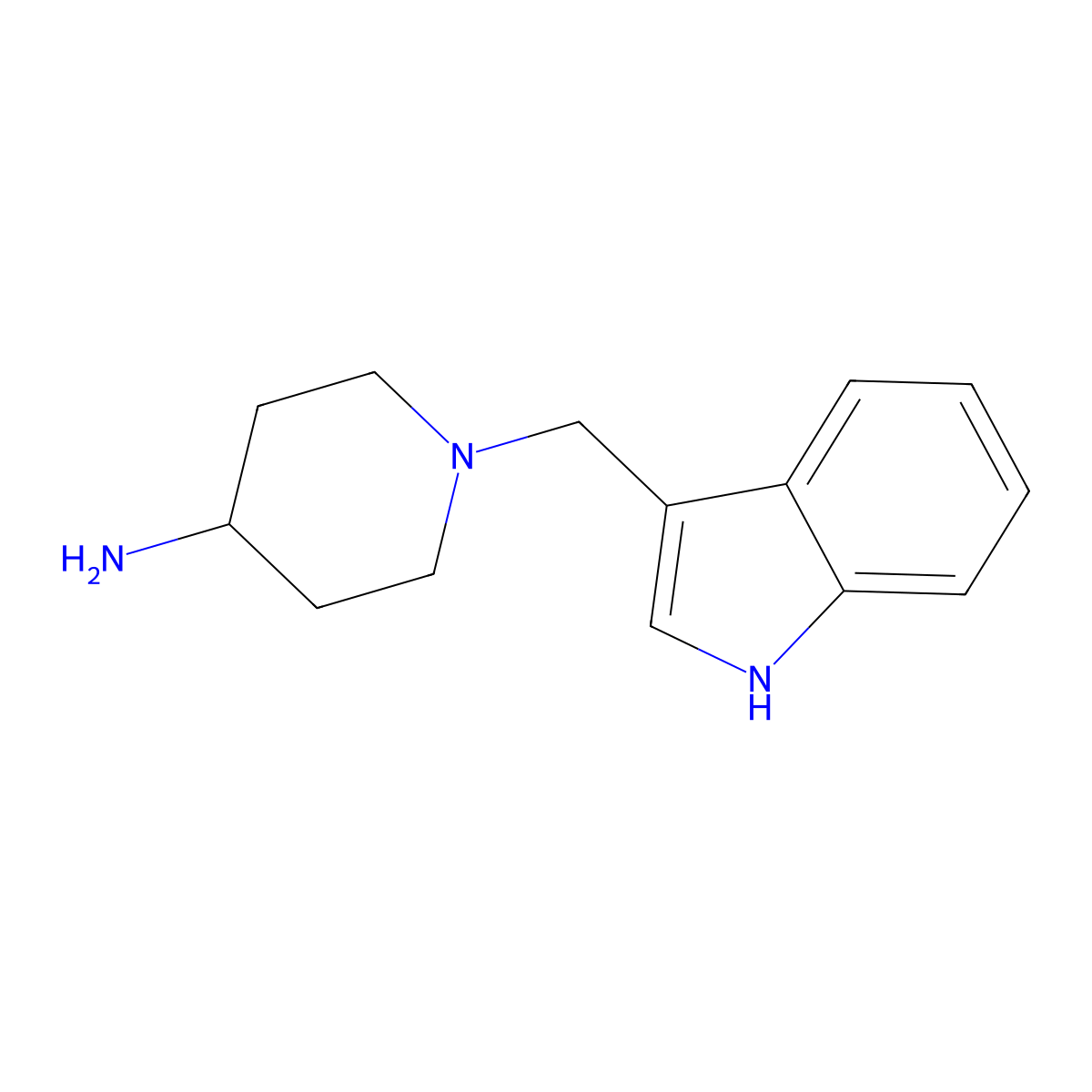 1-(1H-indol-3-ylmethyl)piperidin-4-amine molecular structure, CAS 72807-18-2