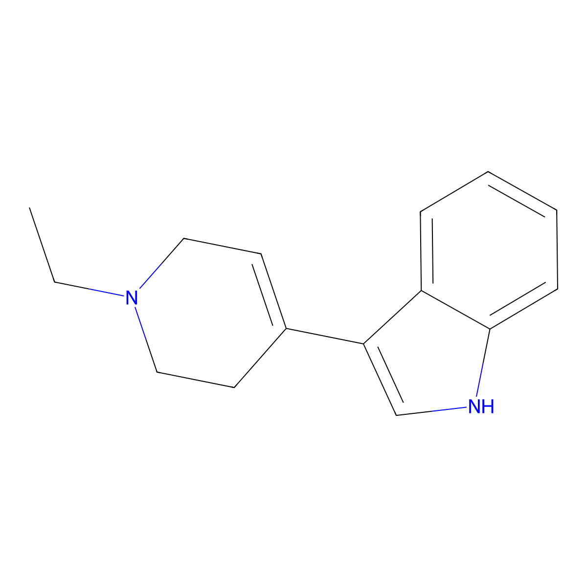 3-(1-ethyl-1,2,3,6-tetrahydropyridin-4-yl)-1H-indole molecular structure, CAS 72808-70-9