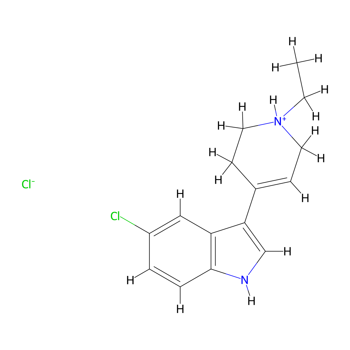 1H-Indole, 5-chloro-3-(1-ethyl-1,2,3,6-tetrahydro-4-pyridinyl)-, monohydrochloride molecular structure, CAS 72808-82-3