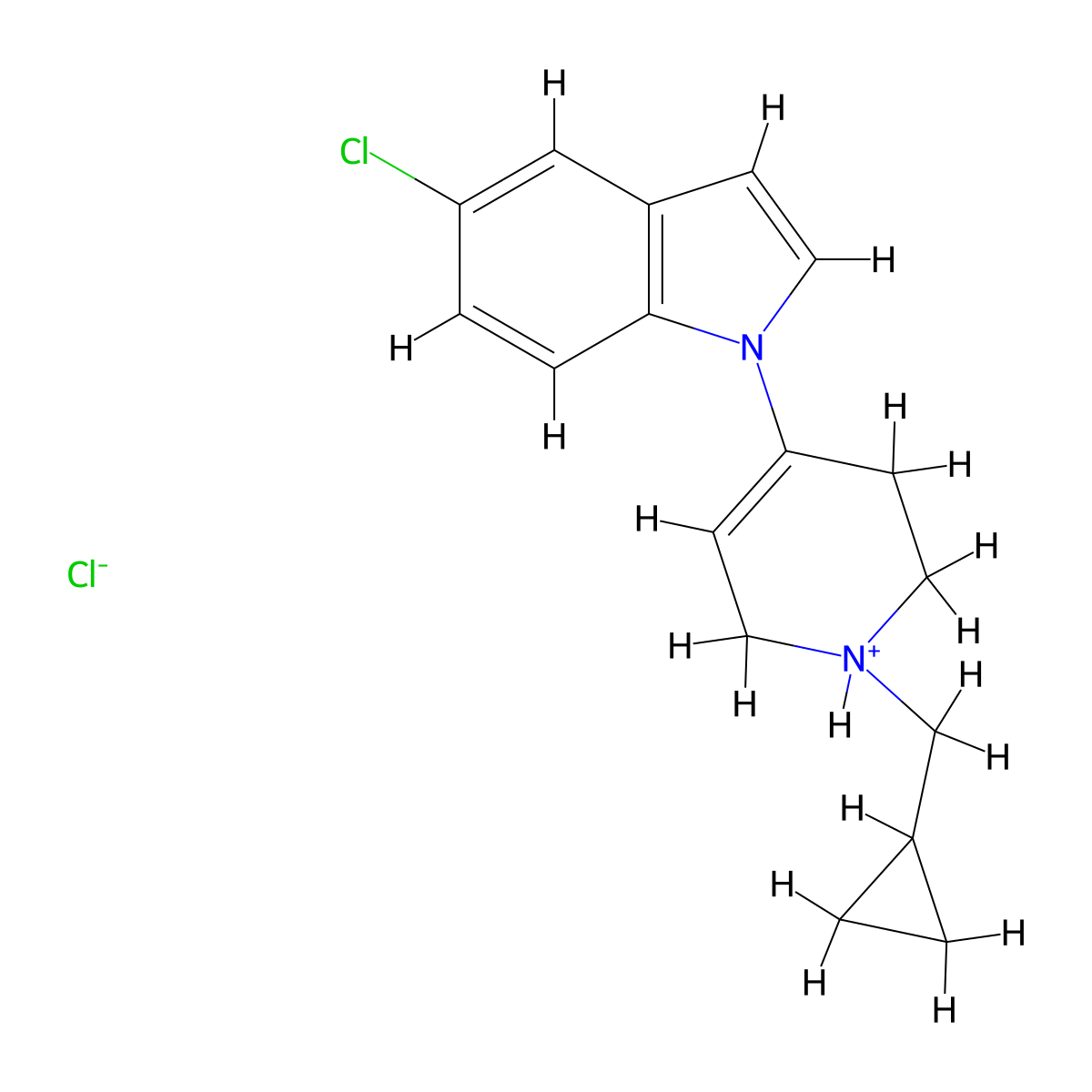 1H-Indole, 5-chloro-3-(1-(cyclopropylmethyl)-1,2,3,6-tetrahydro-4-pyridinyl)-, monohydrochloride molecular structure, CAS 72808-85-6