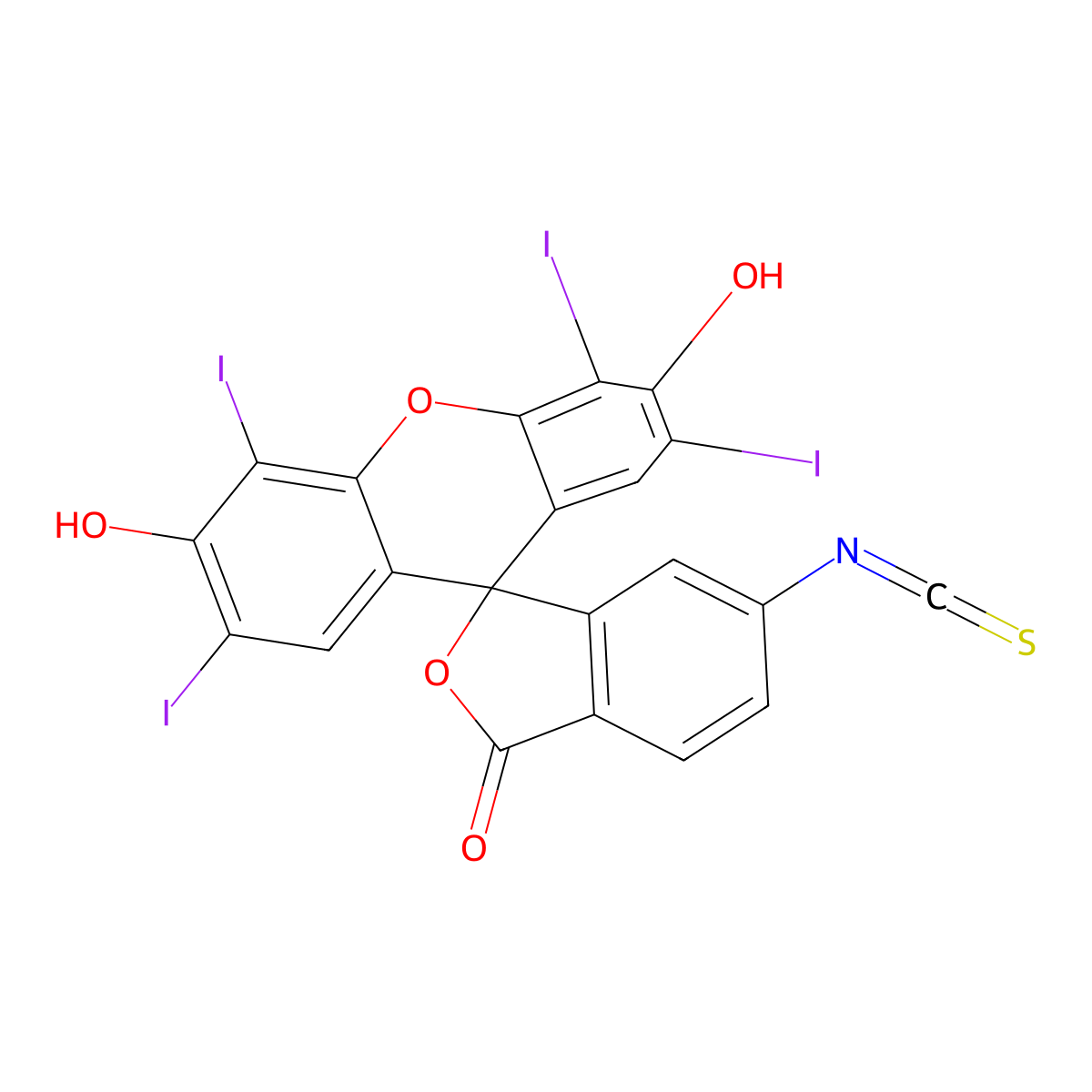 Erythrosin B isothiocyanate, isomer II molecular structure, CAS 72814-84-7