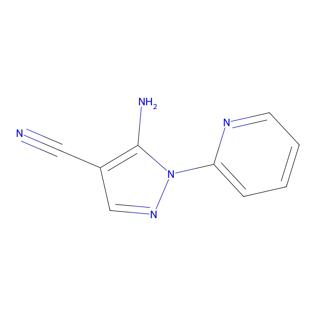 5-amino-1-(pyridin-2-yl)-1H-pyrazole-4-carbonitrile molecular structure, CAS 72816-14-9