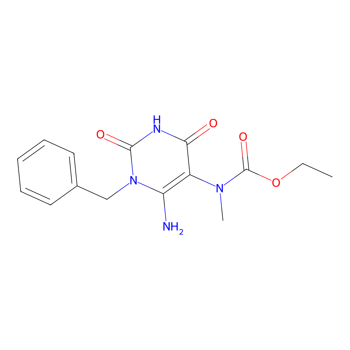 ethyl N-(6-amino-1-benzyl-2,4-dioxopyrimidin-5-yl)-N-methylcarbamate molecular structure, CAS 72816-90-1