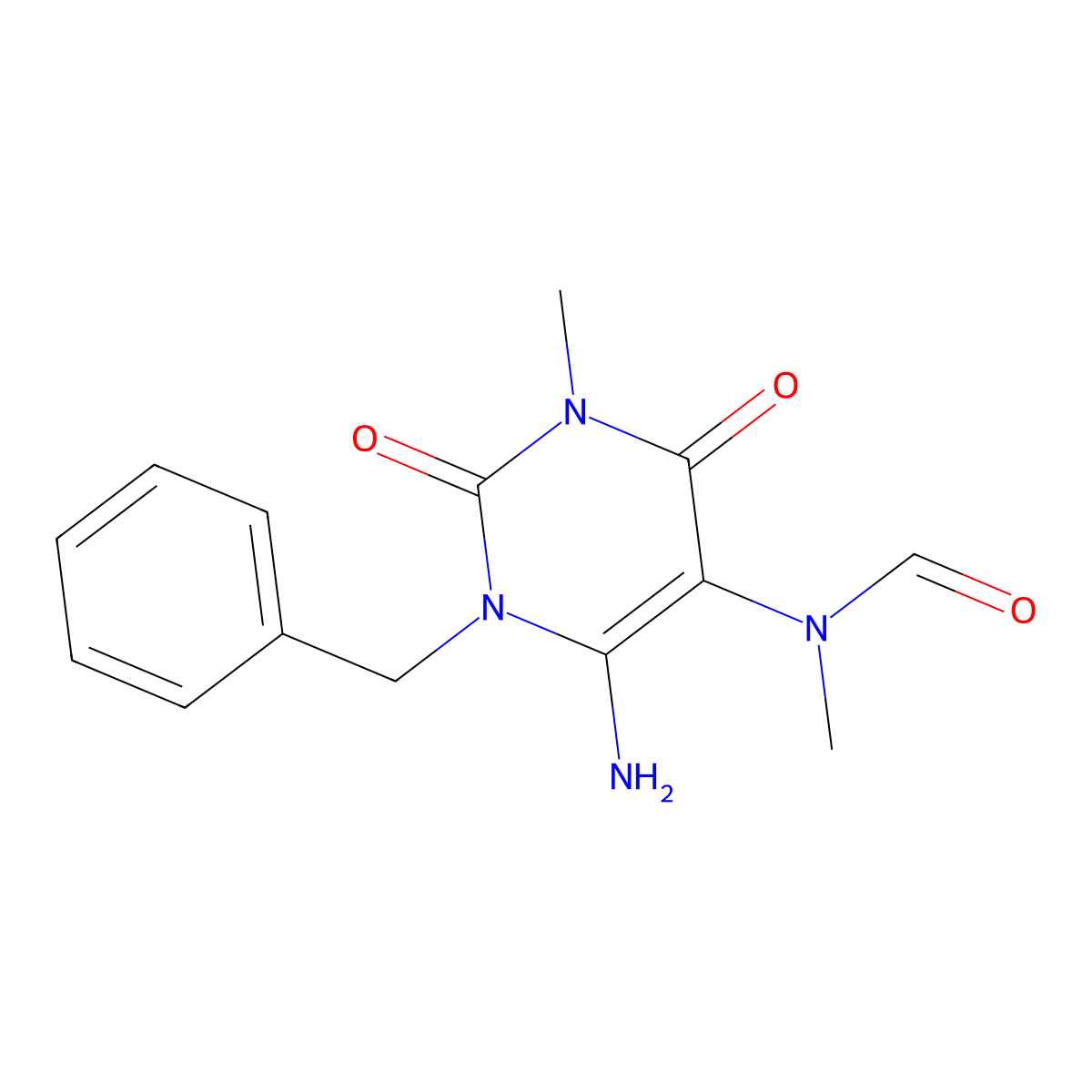 N-(6-amino-1-benzyl-3-methyl-2,4-dioxopyrimidin-5-yl)-N-methylformamide molecular structure, CAS 72816-91-2