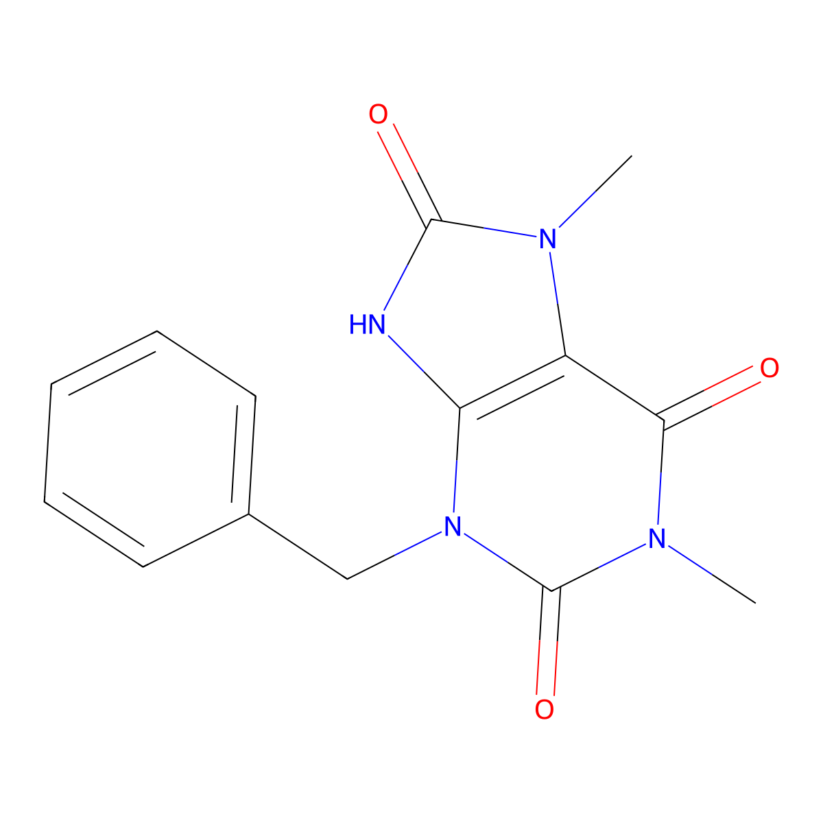 7,9-Dihydro-1,7-dimethyl-3-(phenylmethyl)-1H-purine-2,6,8(3H)-trione molecular structure, CAS 72816-96-7